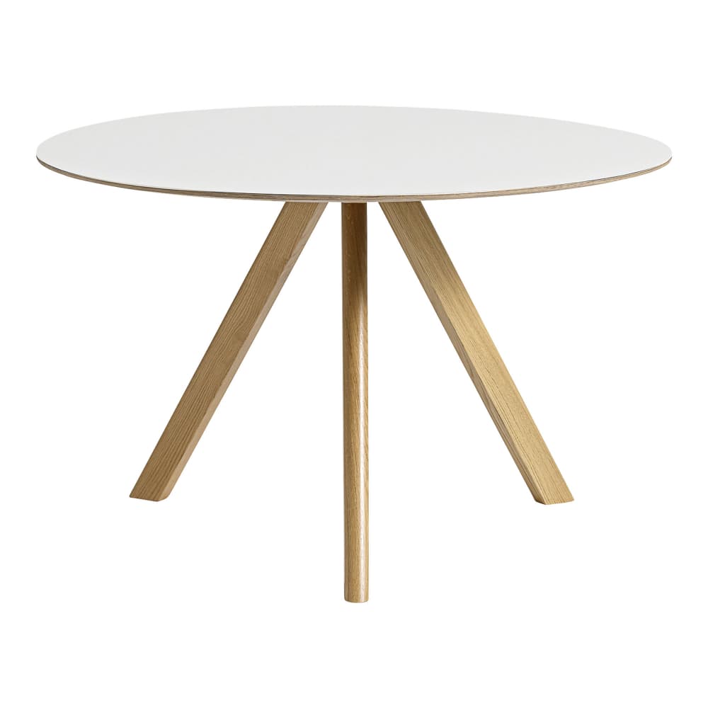 HAY - CPH20 2.0 Table Lacquered Oak Frame Ø120 X H74  White Laminate Tabletop Lacquered Edge - Spisebord - Ronan & Erwan Bouroullec - Hvit - Tre