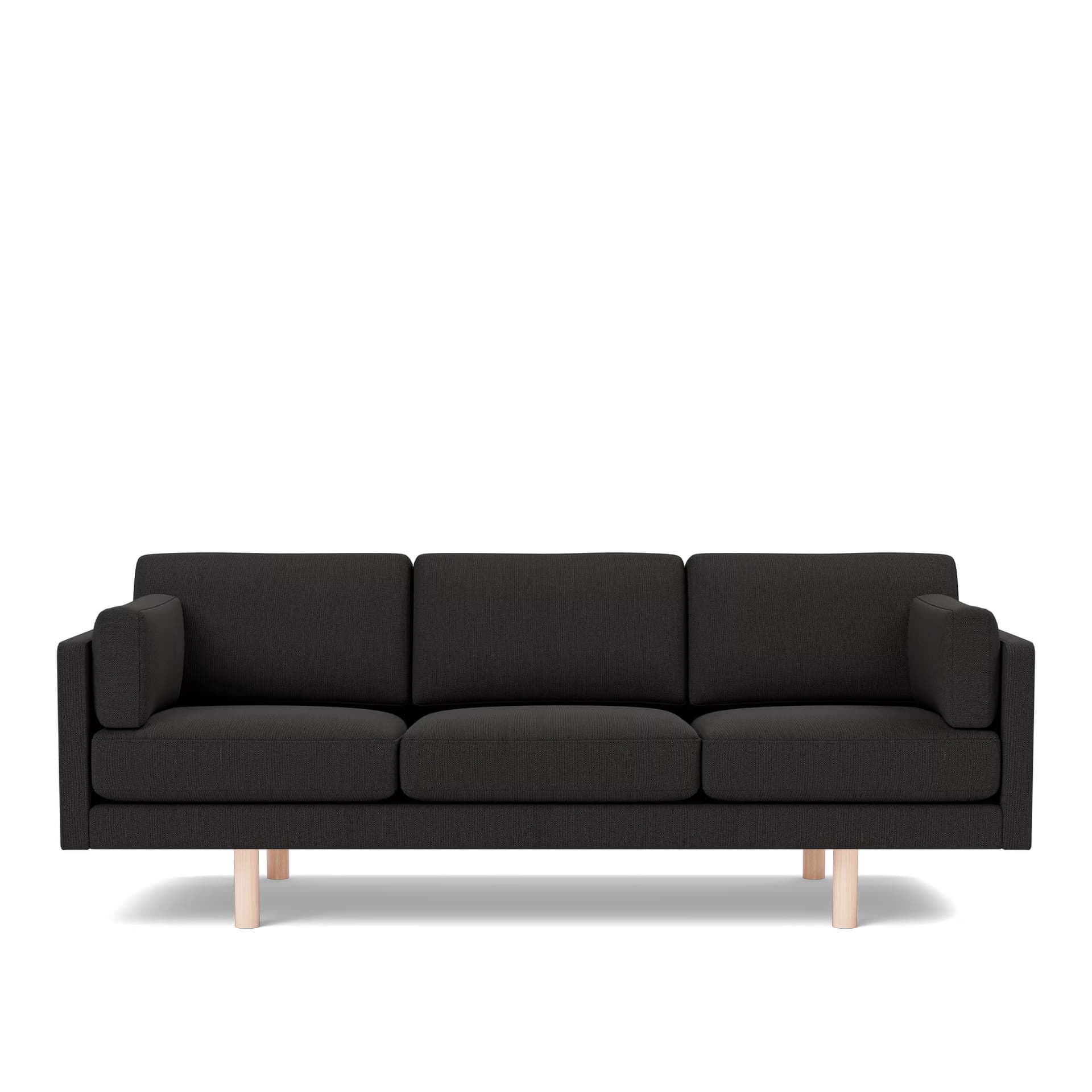 Fredericia Furniture - EJ220 Sofa - 3 seater - 212 cm - 3 cushions - Re-Wool 198 - Down wrap - without buttons - Oak soap treated - Sofaer - Erik Jørgensen - Tekstilmateriale