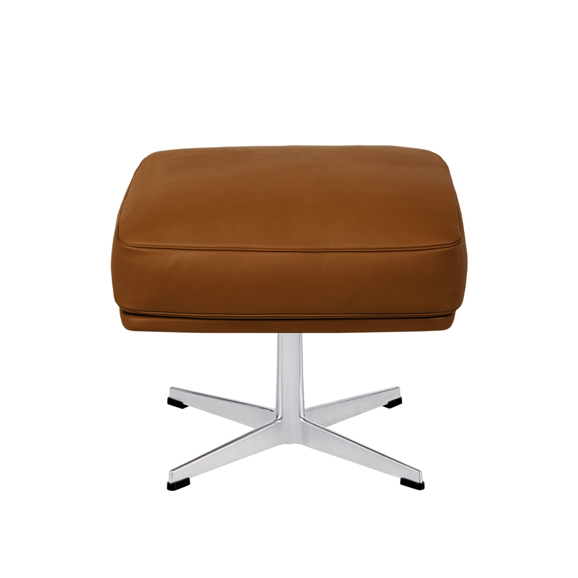 Fritz Hansen - 4210 Oksen Fotpall, Läder, Aura Walnut, Satinpolerad - Skamler & Taburetter - Arne Jacobsen - Brun - Lær/Metall/Tre