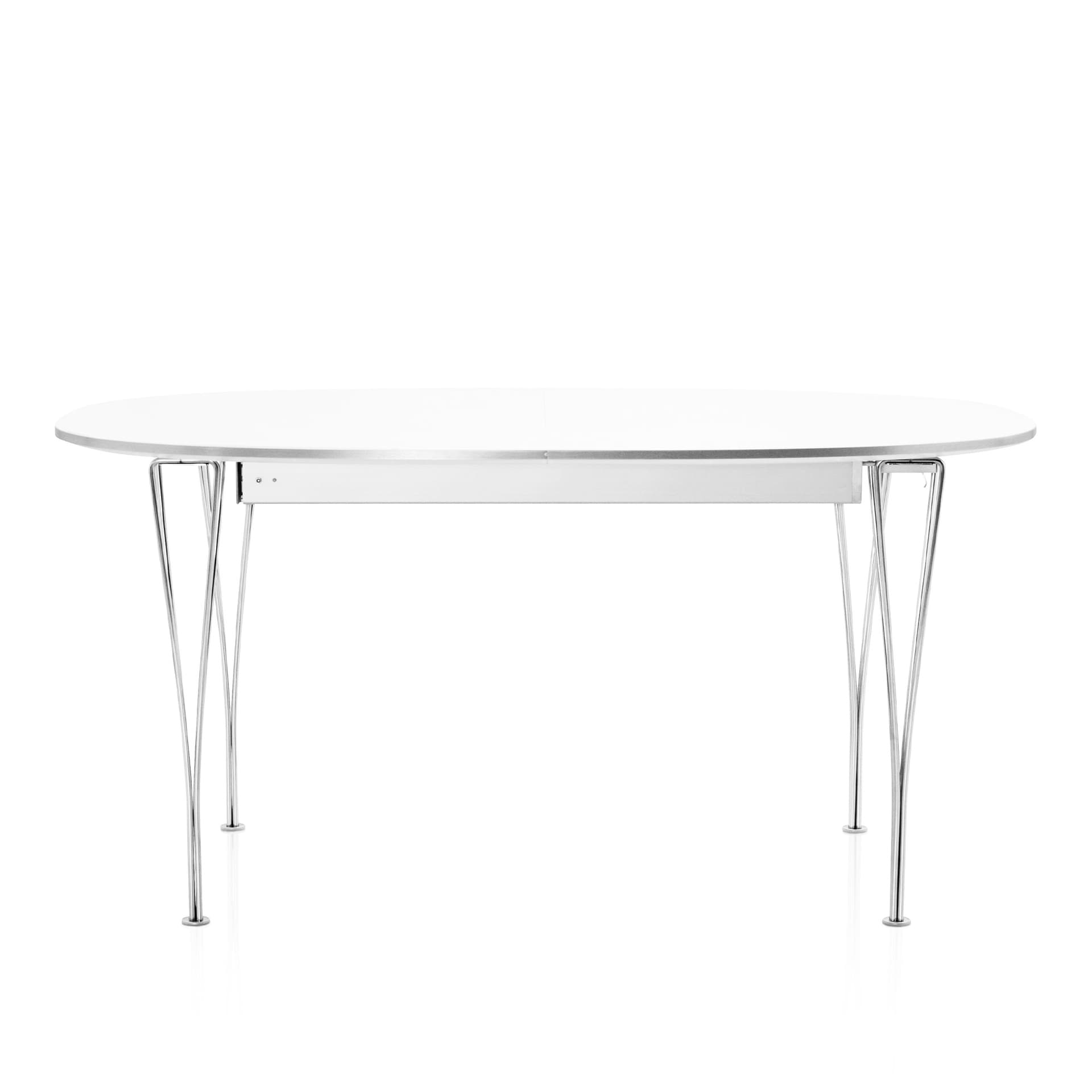 Fritz Hansen - B620 Superellips Utdragbart, Laminat, Vit, Krom - Spisebord - Arne Jacobsen,Bruno Mathsson,Piet Hein - Hvit - Metall/Tre