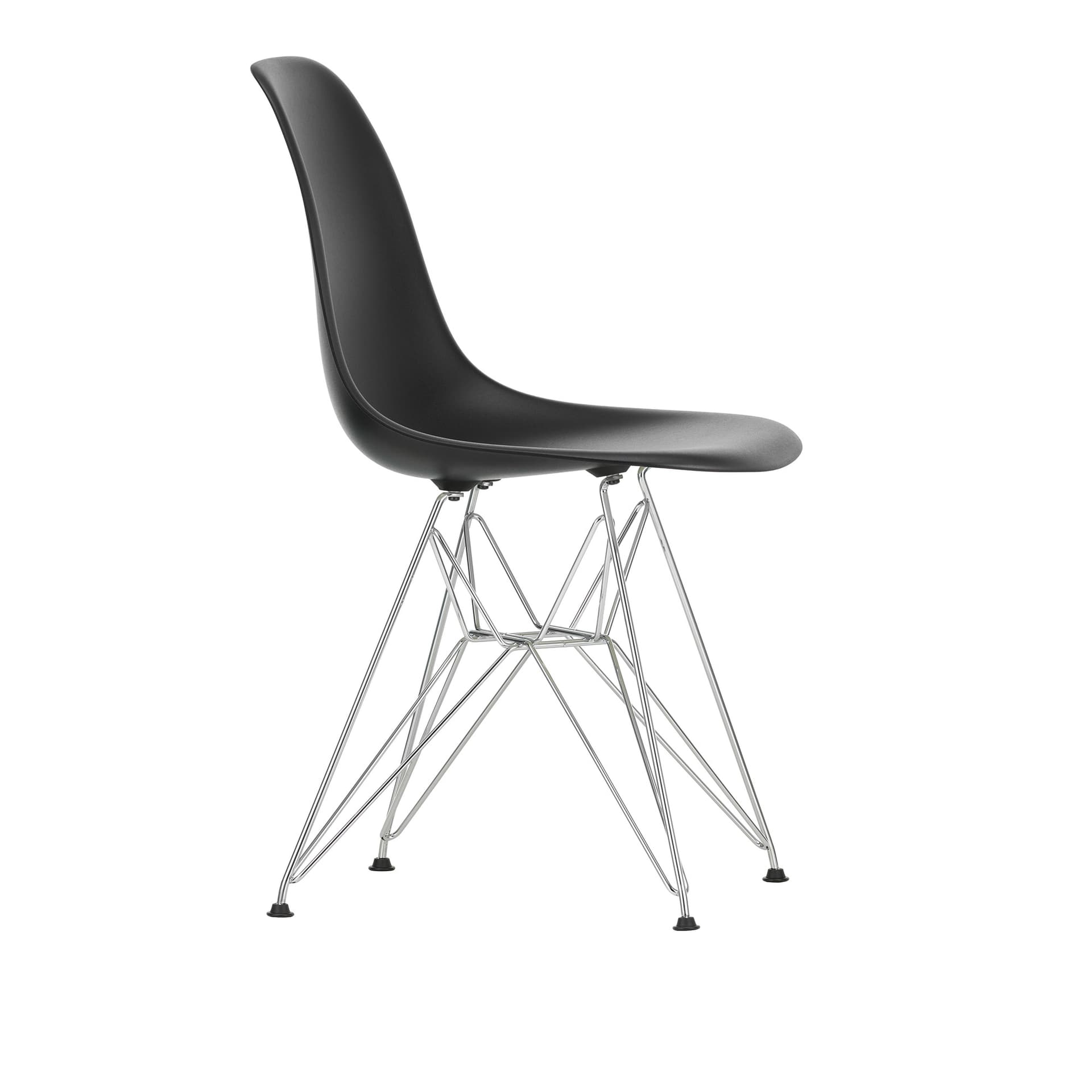 Vitra - Eames Plastic Chair DSR - 12 Deep Black - Chrome Base - Spisestoler - Charles & Ray Eames - Svart - Metall/Plast