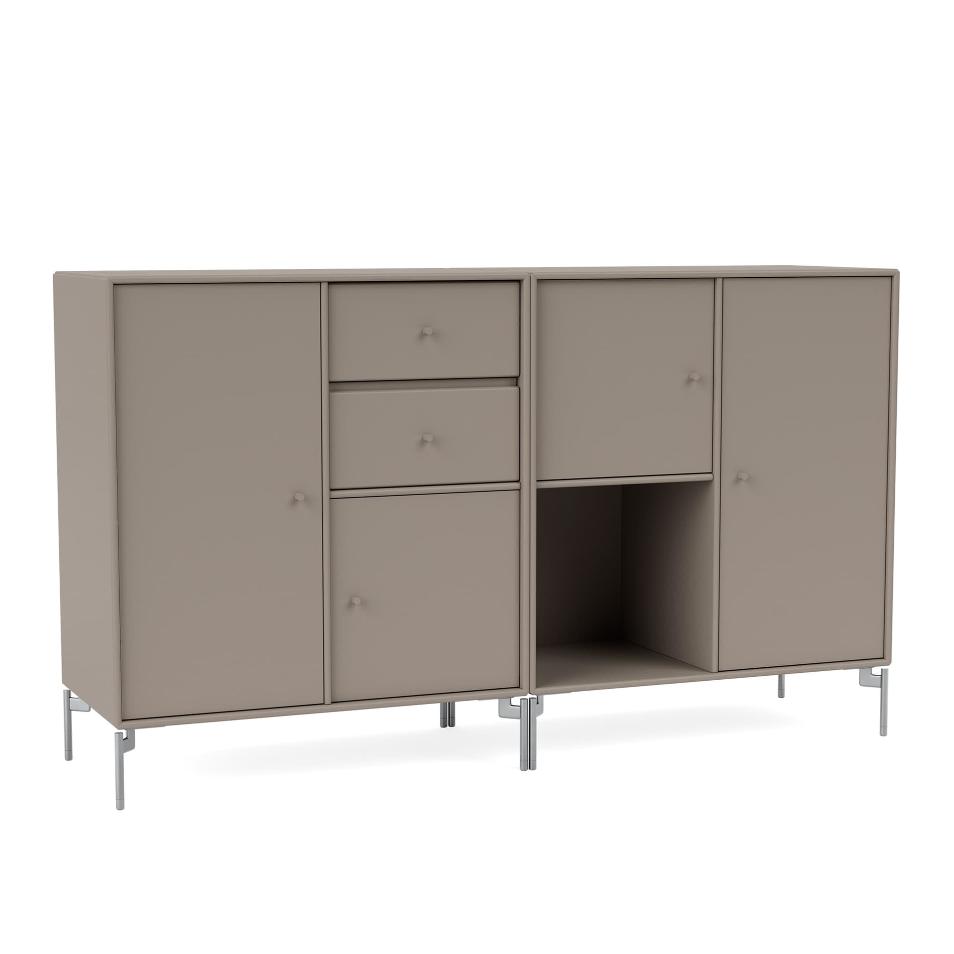 Montana - Couple Sideboard 141-Truffle Matt Chrome - Sideboards - Peter J. Lassen - Beige - Tre