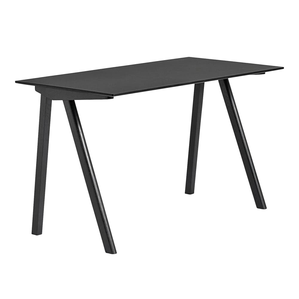HAY - CPH90 2.0 Desk Black Lacquered Oak Frame L130 X W65 X H74  Black Linoleum Tabletop Black Lacquered Edge - Skrivebord - Ronan & Erwan Bouroullec - Svart - Tre