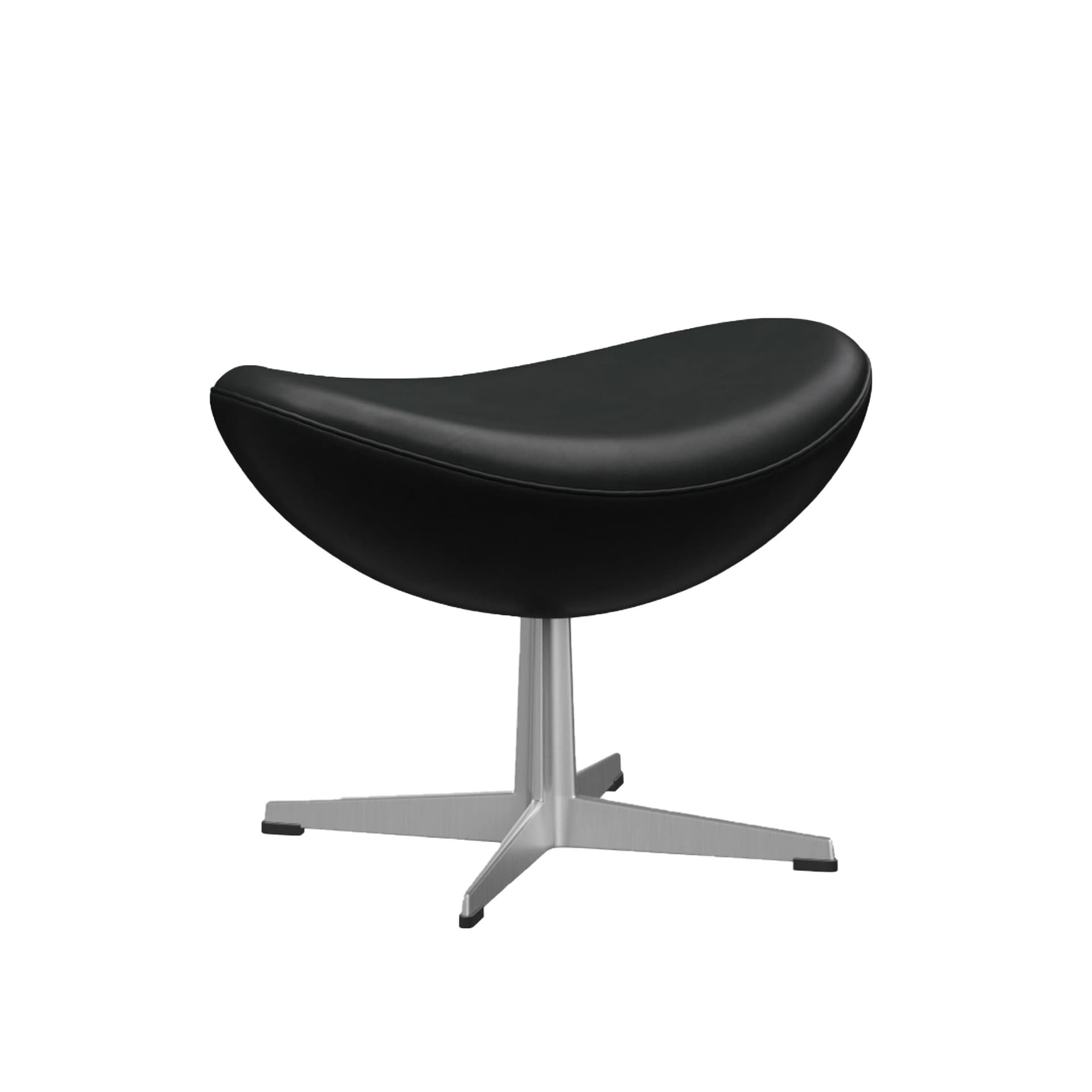 Fritz Hansen - 3127 Ägget Fotpall Läder Grace, Black - Skamler & Taburetter - Arne Jacobsen - Svart - Lær/Metall/Syntetisk materiale