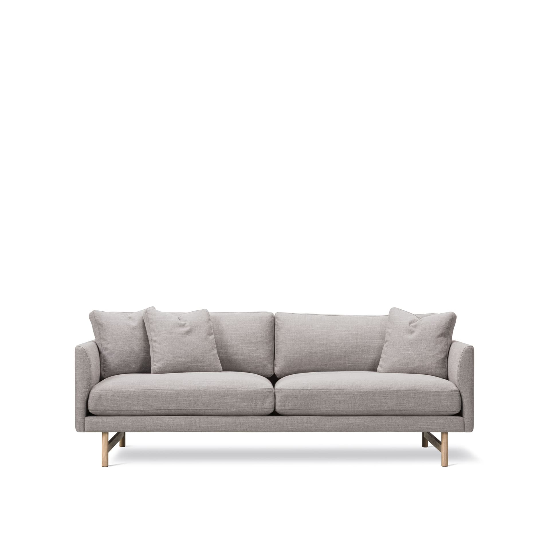 Fredericia Furniture - Calmo 2 Seater 95 Wood Base, Fabric 2 - Sunniva 717, Lacquered oak - Sofaer - Hugo Passos - Grå