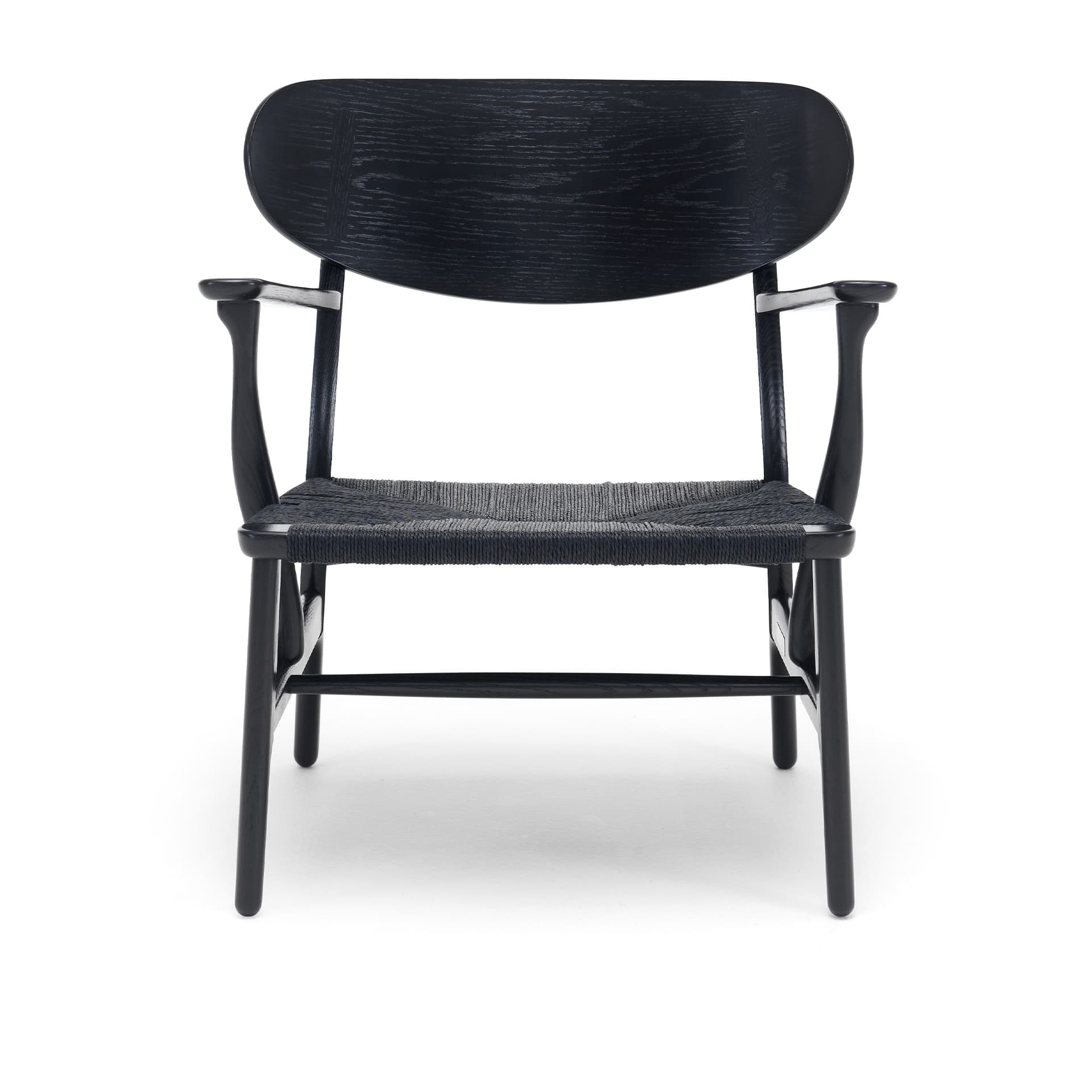 Carl Hansen - CH22, Black Painted Oak, Chord Black - Lenestoler - Hans J. Wegner - Svart - Naturlig materiale/Tre