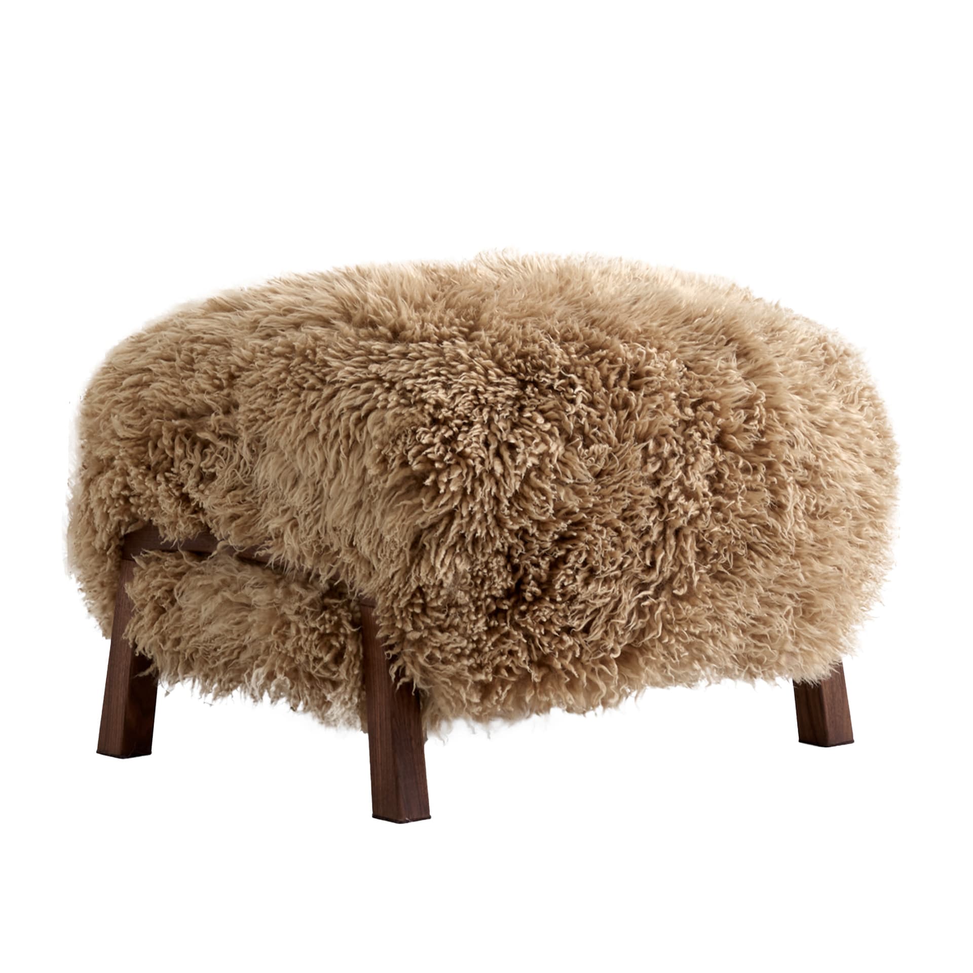 &Tradition - Wulff Pouf ATD3, Walnut Sheep MTO 50 mm Honey - Skamler & Taburetter - Brun - Tre/Tekstilmateriale/Syntetisk materiale/Skum