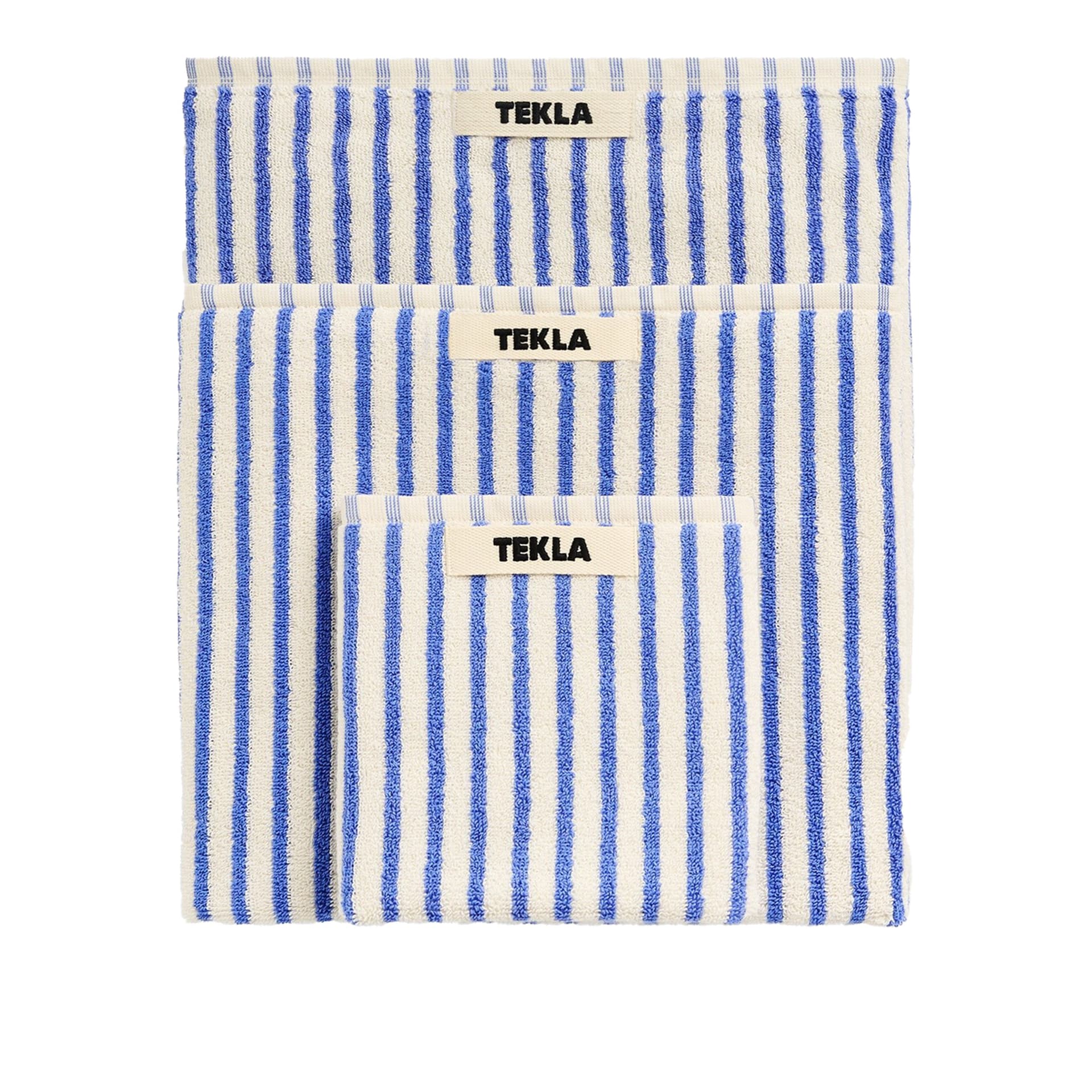 Tekla - Terry håndkle costal stripes badehåndkle 70x140cm - Håndklær og badehåndklær - Hvit,Blå