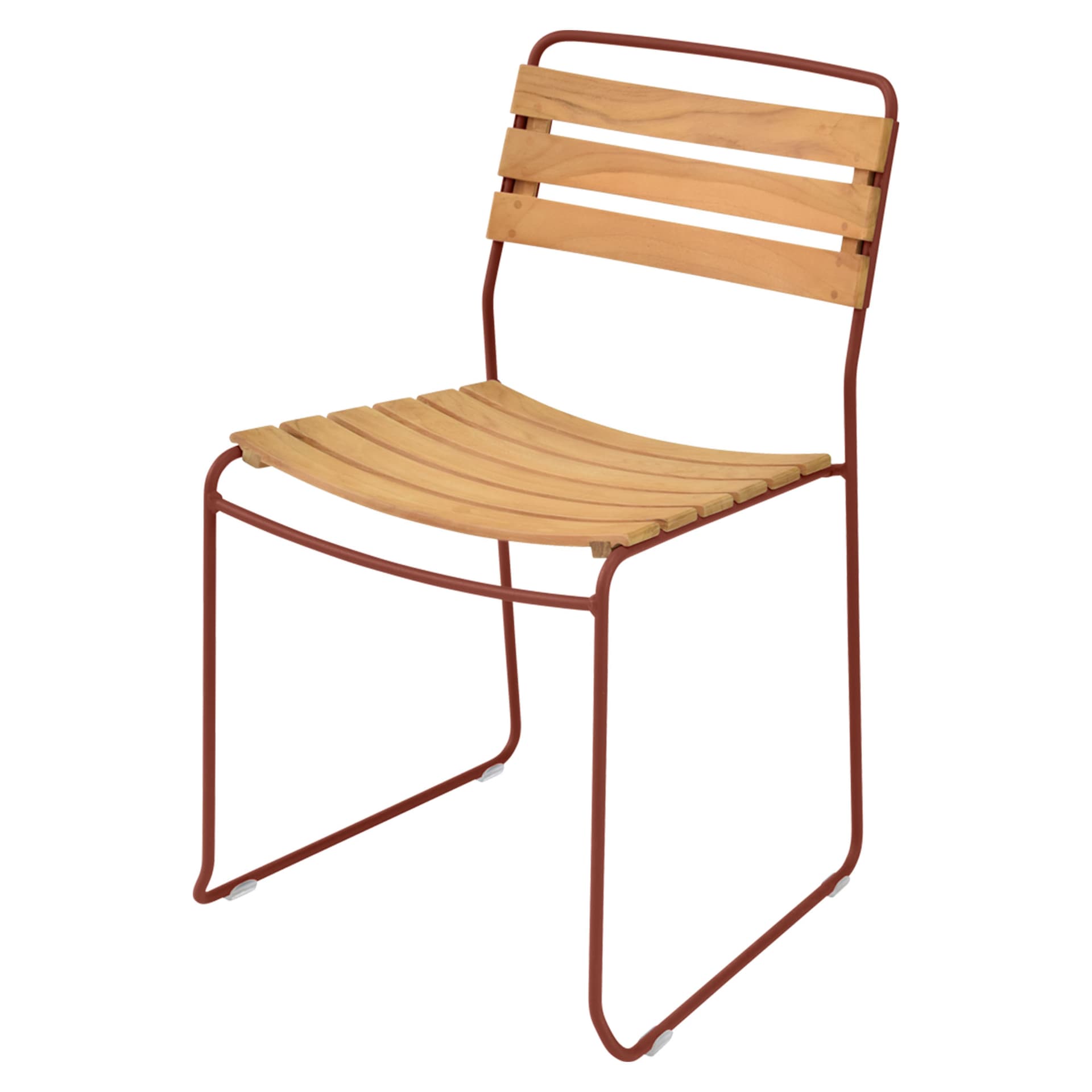 Fermob - Surprising Teak Chair - Red Ochre - Utendørs spisebordstoler - Harald Guggenbichler - Rød - Metall/Tre