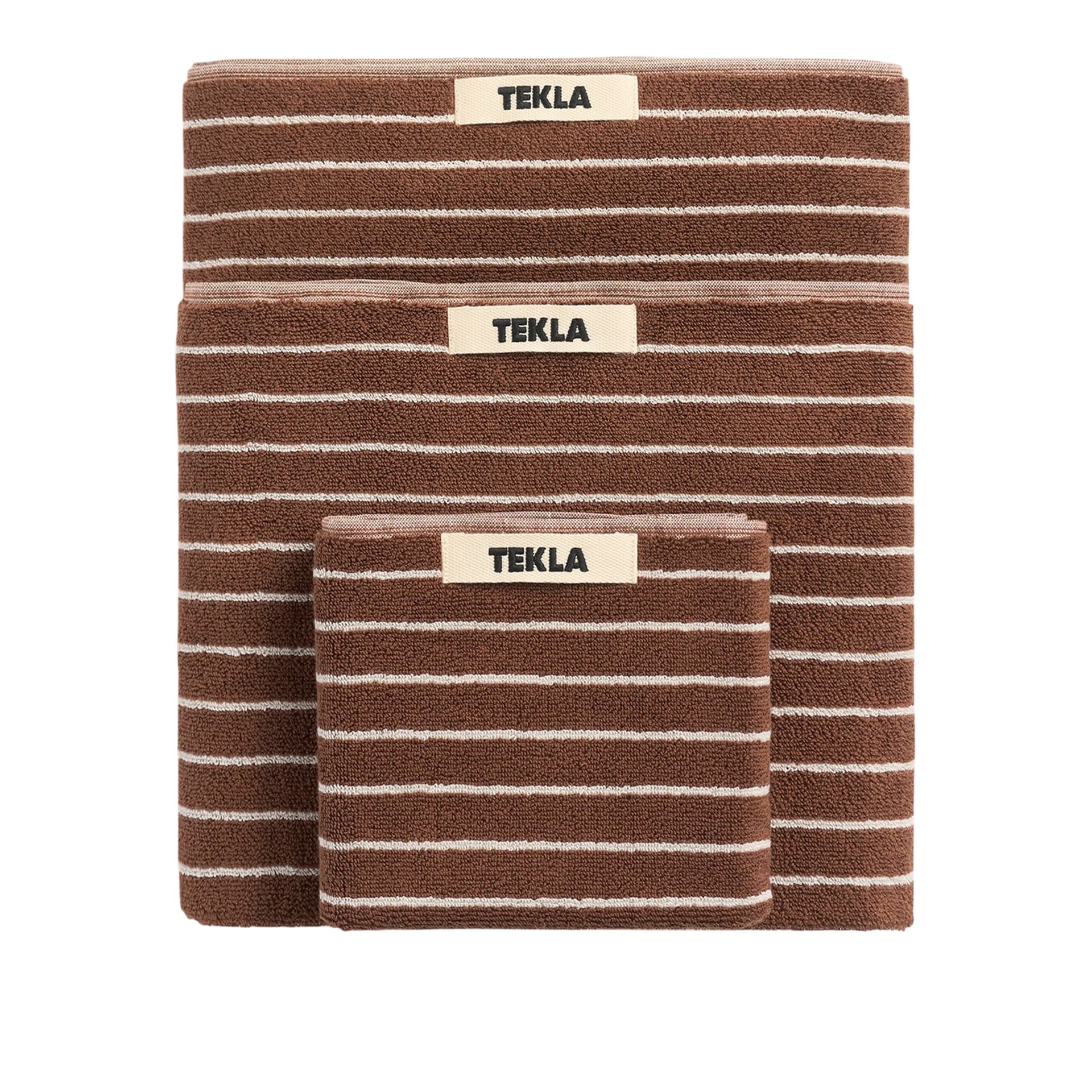 Tekla - Terry towel rust stripes 100 x 150 cm - Håndklær og badehåndklær - Brun - Bomull