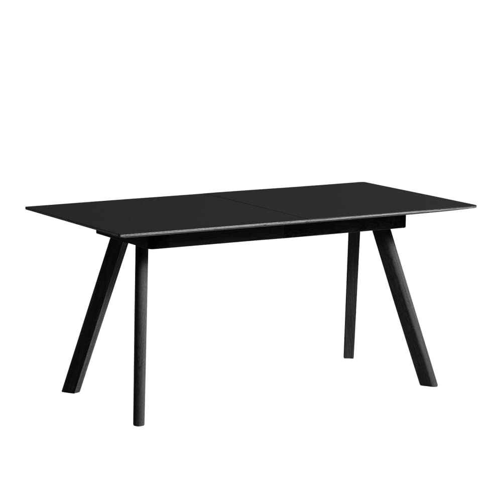 HAY - CPH30 2.0 Extendable Table Black Lacquered Oak Frame L160 X W80 X H74  Black Linoleum Tabletop Black Lacquered Edge - Spisebord - Ronan & Erwan Bouroullec - Svart - Tre