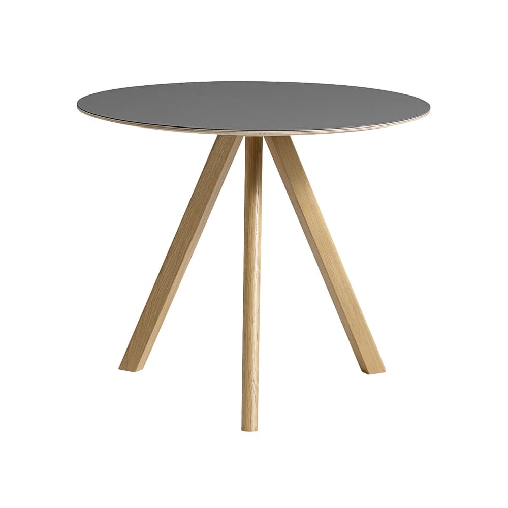 HAY - CPH20 2.0 Table Lacquered Oak Frame Ø90 X H74  Grey Linoleum Tabletop Lacquered Edge - Spisebord - Ronan & Erwan Bouroullec - Grå - Tre