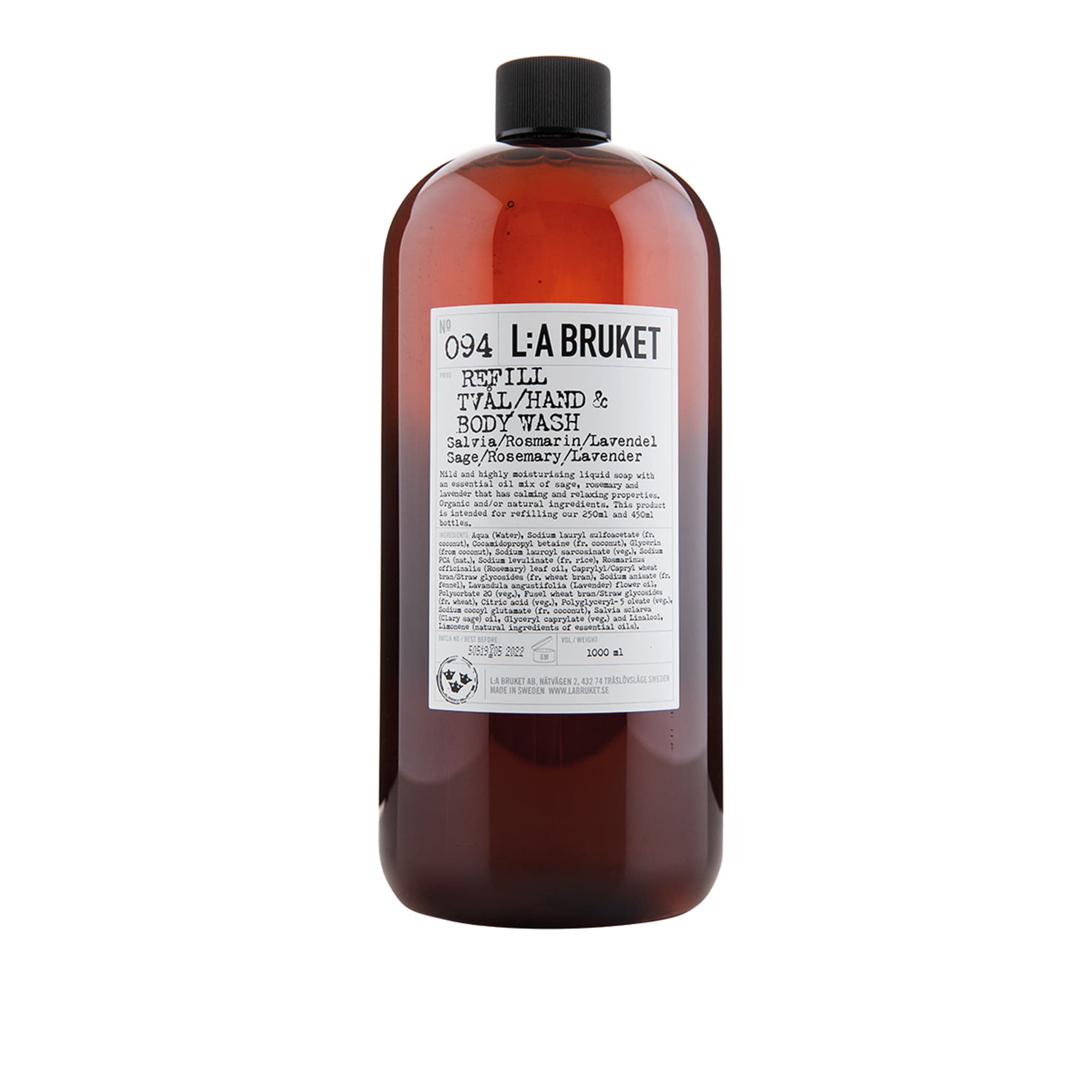 L:a Bruket - Refill Flytande Tvål 1000 Ml Salvia/Rosmarin/Lavendel - Kroppspleie