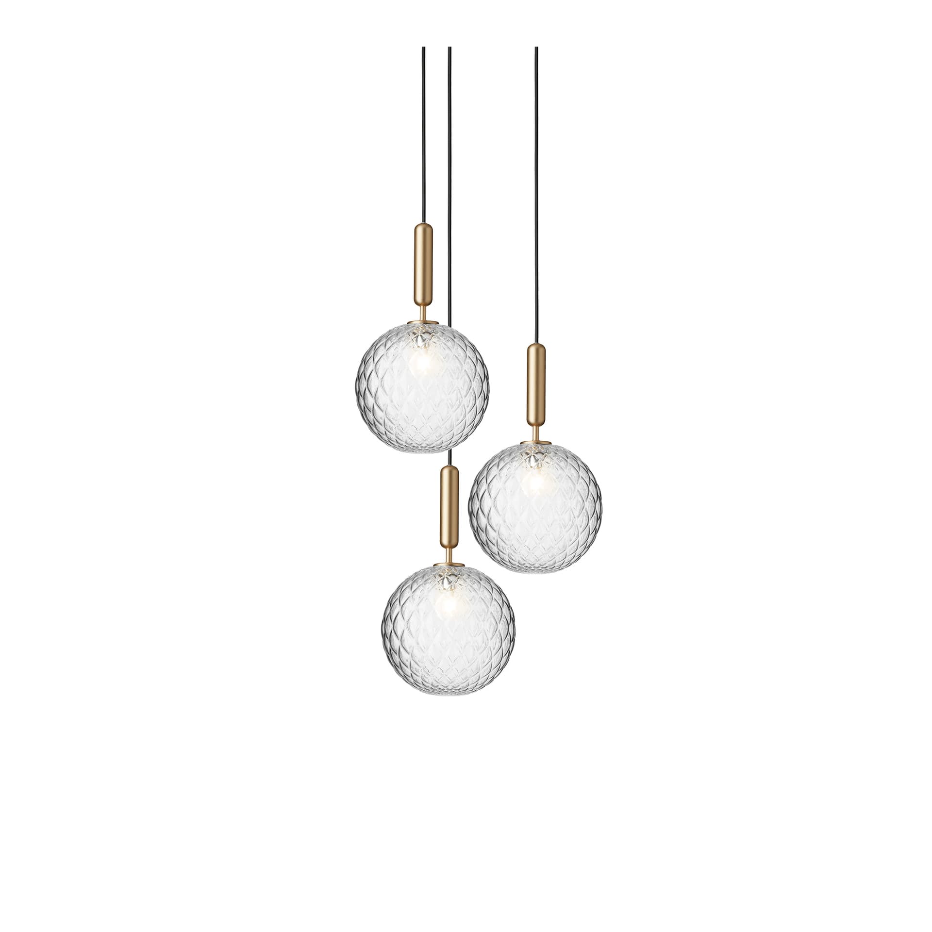 Nuura Aps - Miira 3 lysekrone, messing/klar, Ø 37 cm, 3 lyskilder Nuura