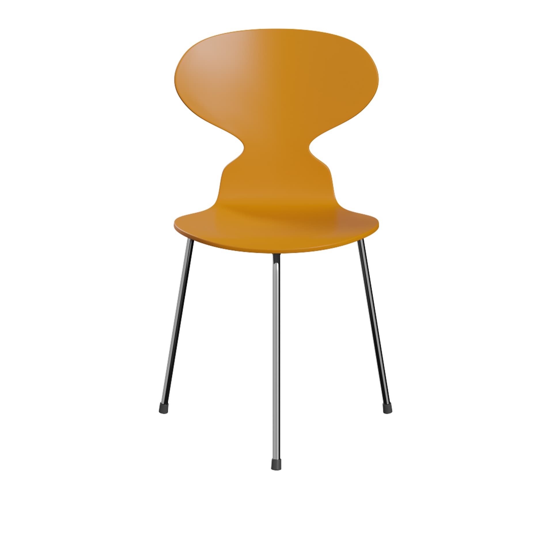 Fritz Hansen - Ant 3100 lakkert bøketrefinér stålstativ krom burnt yellow - Spisestoler - Arne Jacobsen - Gul - Metall/Tre
