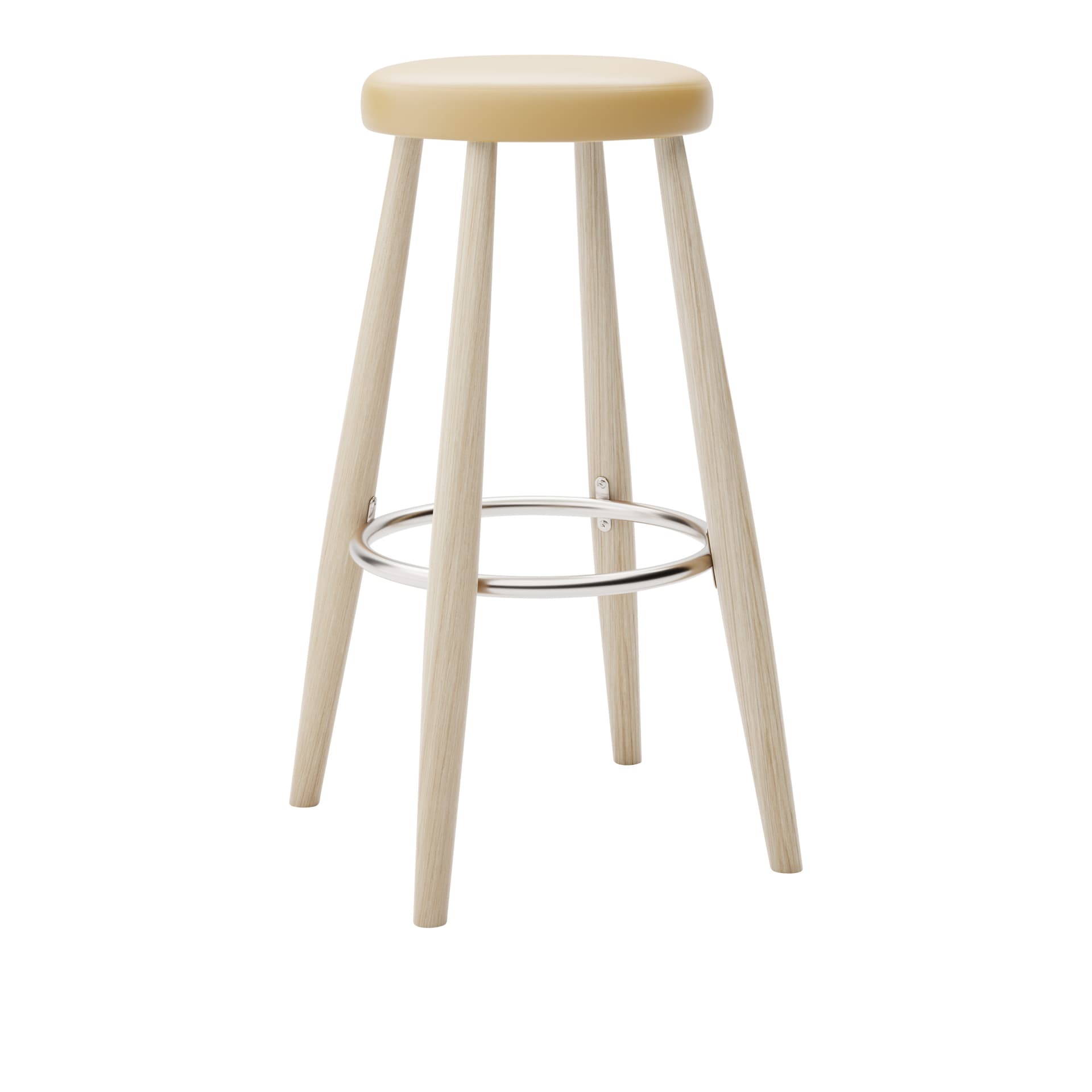 Carl Hansen - CH56 High Stool, Tvålad Ek, Lädergrupp B Thor - 325 - Barstoler & barkrakker - Hans J. Wegner - Tre farget - Lær/Metall/Tre