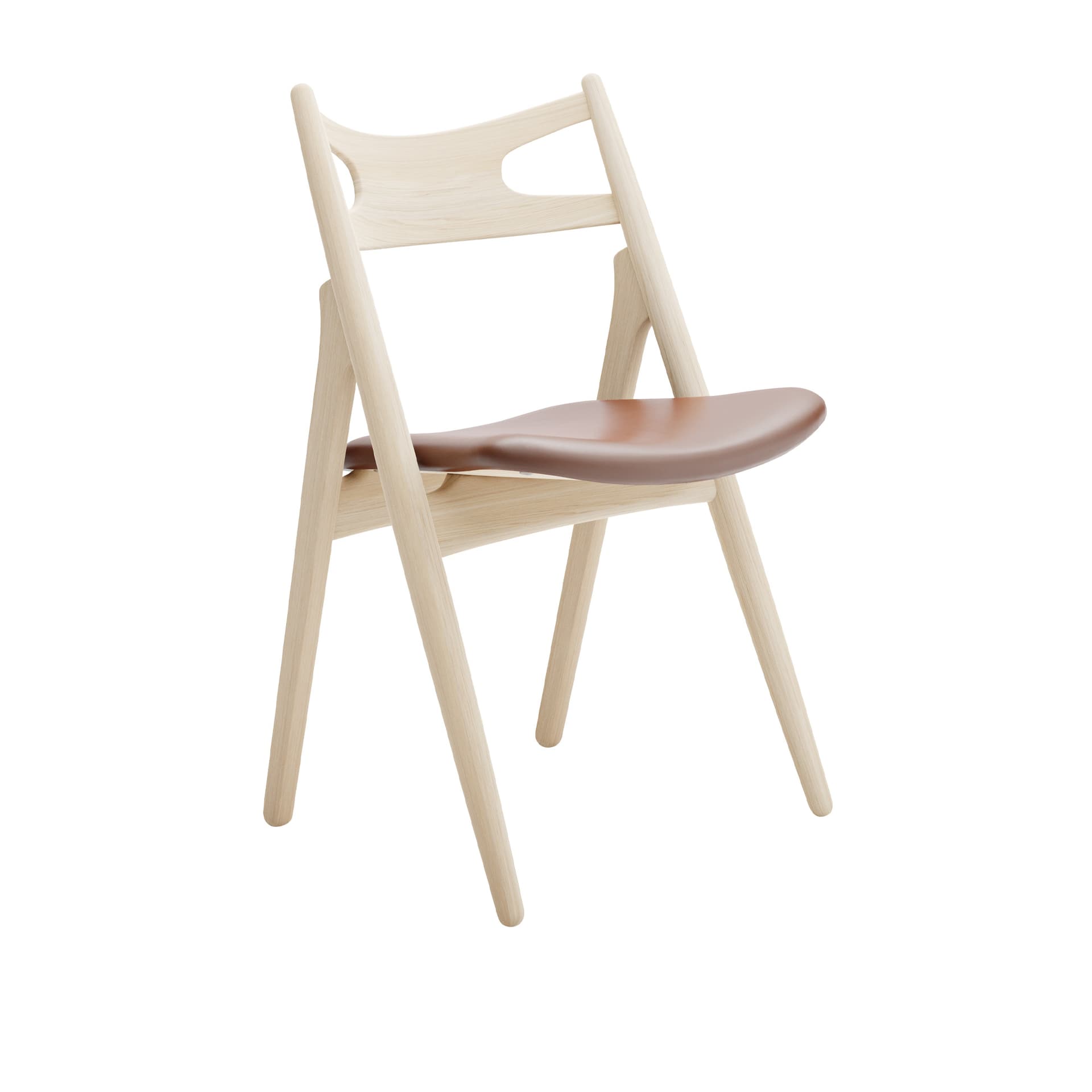 Carl Hansen - CH29P Sawbuck Chair, Tvålad Ek, Lädergrupp C Sif - 92 - Spisestoler - Hans J. Wegner - Tre farget - Lær/Tre