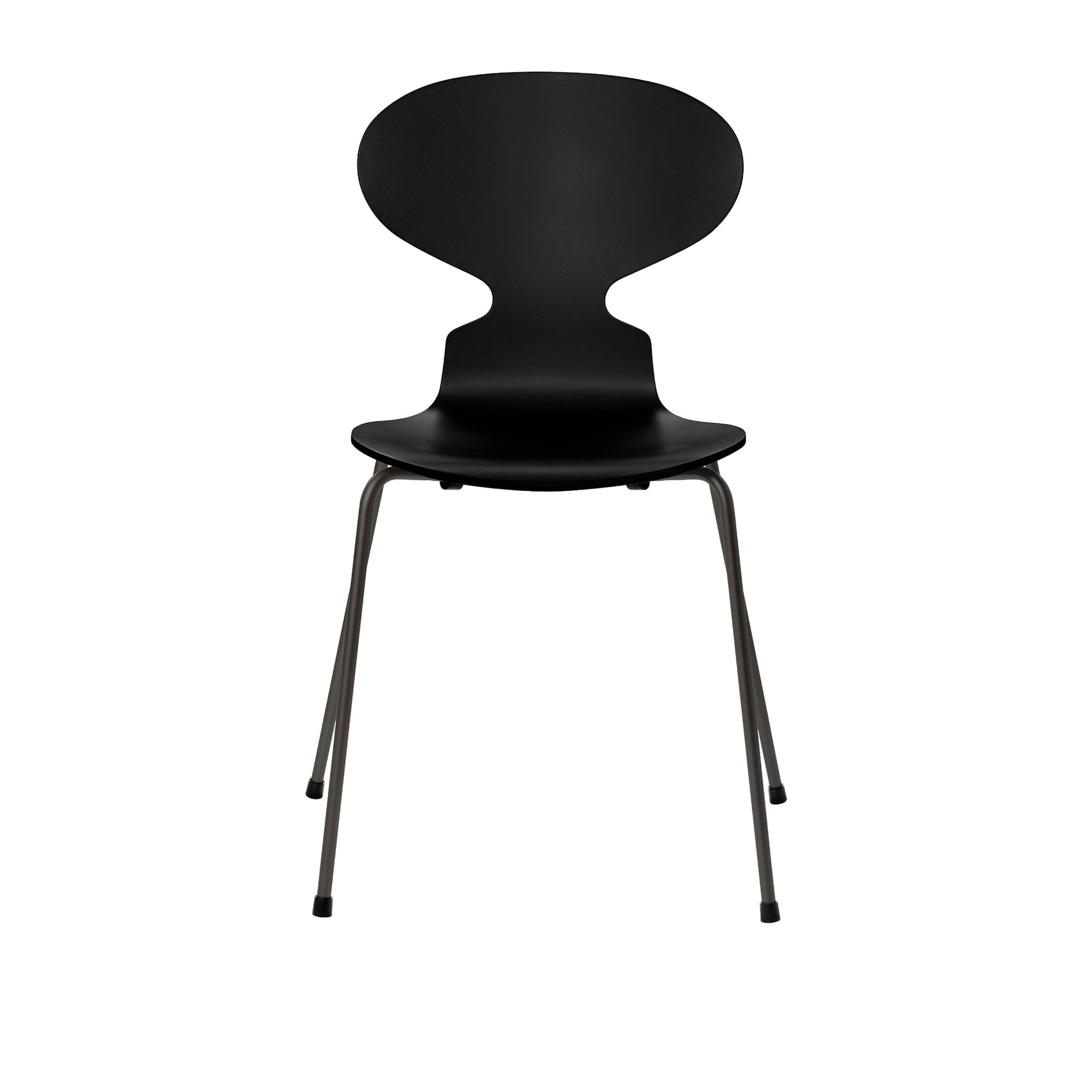 Fritz Hansen - Ant 3101 lakkert bøketrefinér stålstativ varm grafitt black - Spisestoler - Arne Jacobsen - Svart - Metall/Tre