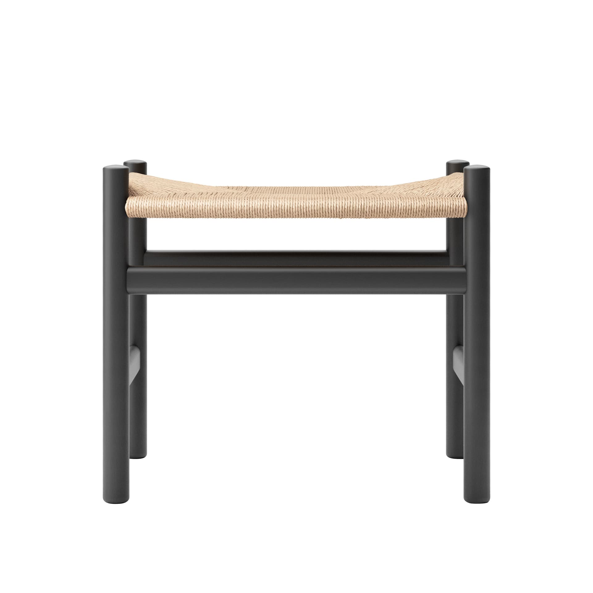 Carl Hansen - CH53, Bok, Black, Naturflätad, 39 cm - Skamler & Taburetter - Hans J. Wegner - Svart - Papir/Tre