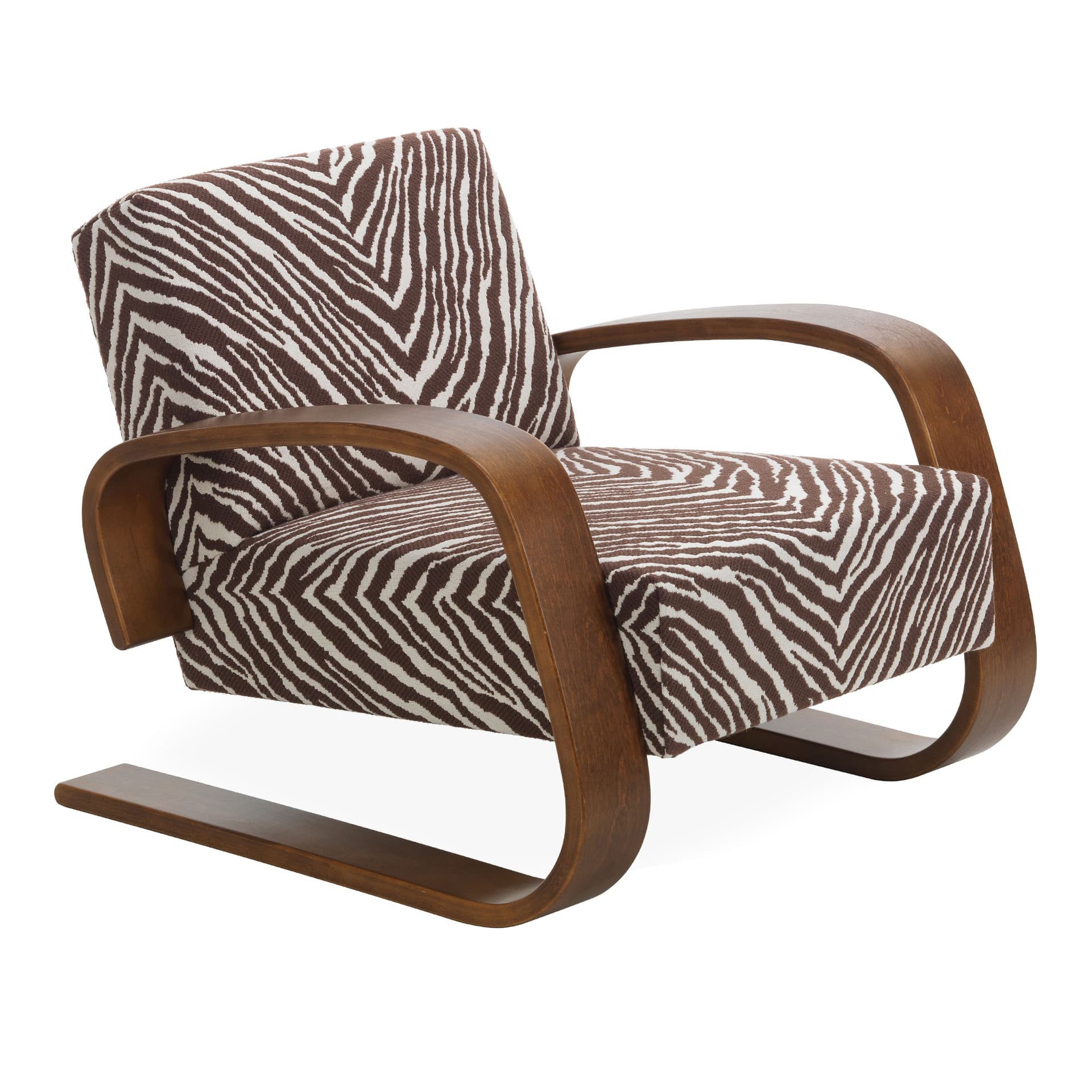 Artek - Tank 400 fåtölj valnötsbetsad björk / brun zebra - Lenestoler - Alvar Aalto - Brun - Tre