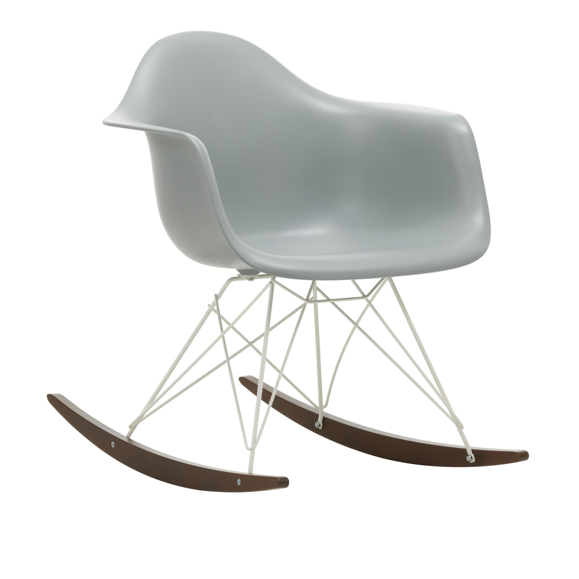 Vitra - Eames Plastic Armchair RAR - 24 Light Grey - White Base - Dark Maple - Lenestoler - Charles & Ray Eames - Grå - Metall/Tre/Plast