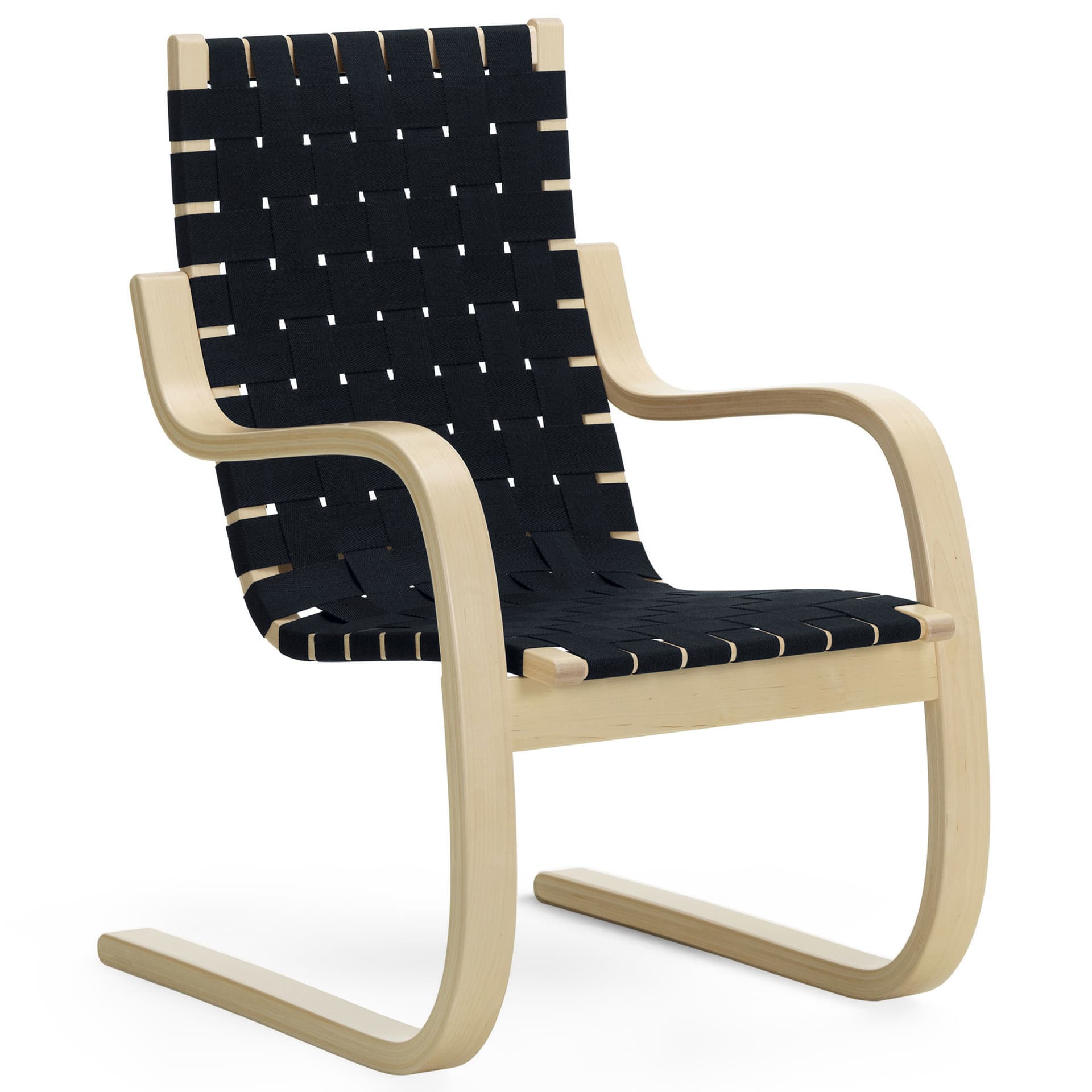 Artek - Armchair 406 Black Blue - Lenestoler - Alvar Aalto - Blå - Tre/Tekstilmateriale