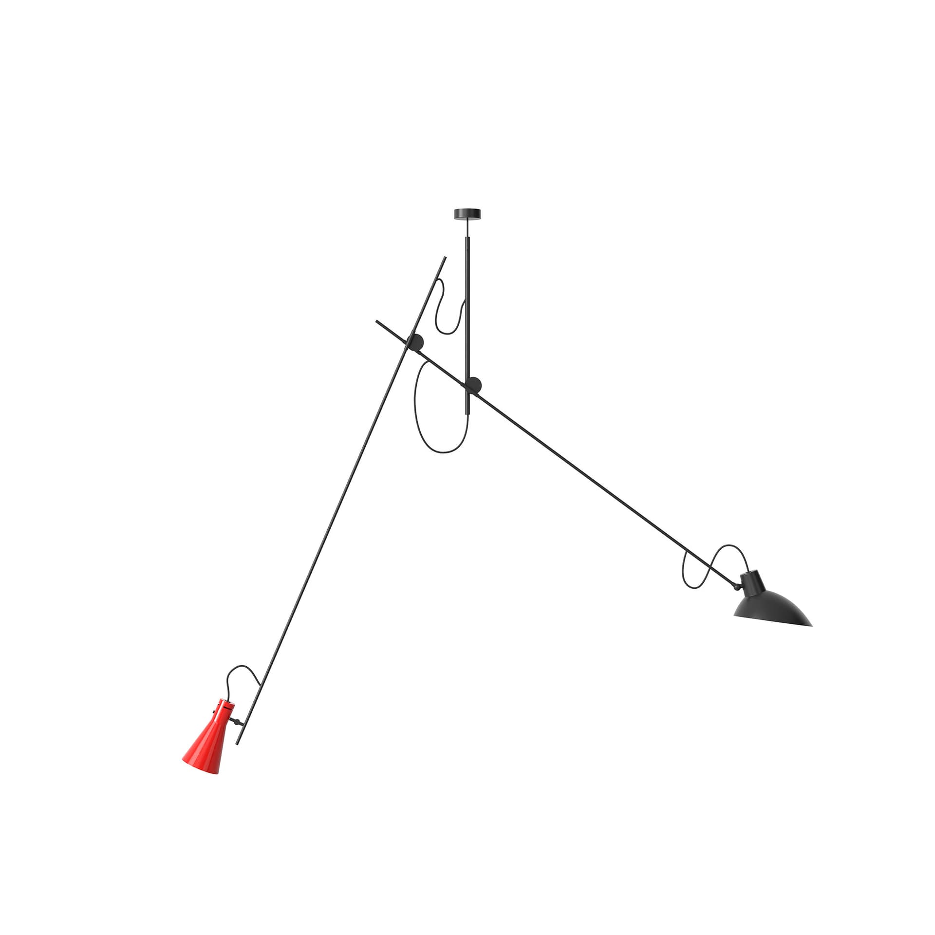 Astep - VV Cinquanta Suspension, Black Structure, Black and Red Reflectors - Pendellamper - Vittoriano Viganò - Rød,Svart