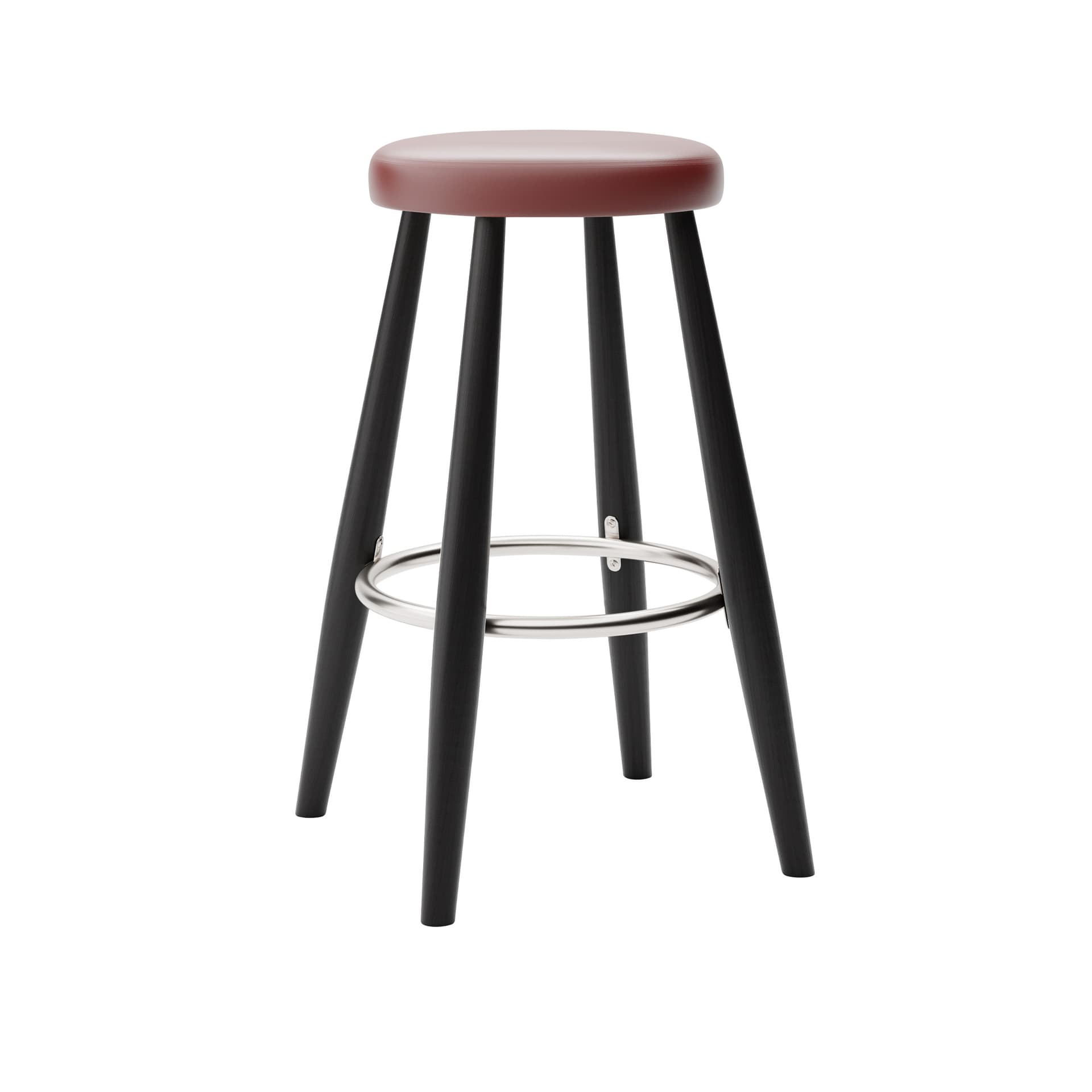 Carl Hansen - CH58 Low Stool, Svartlackad Ek, Lädergrupp B Thor - 332 - Barstoler & barkrakker - Hans J. Wegner - Svart - Lær/Metall/Tre