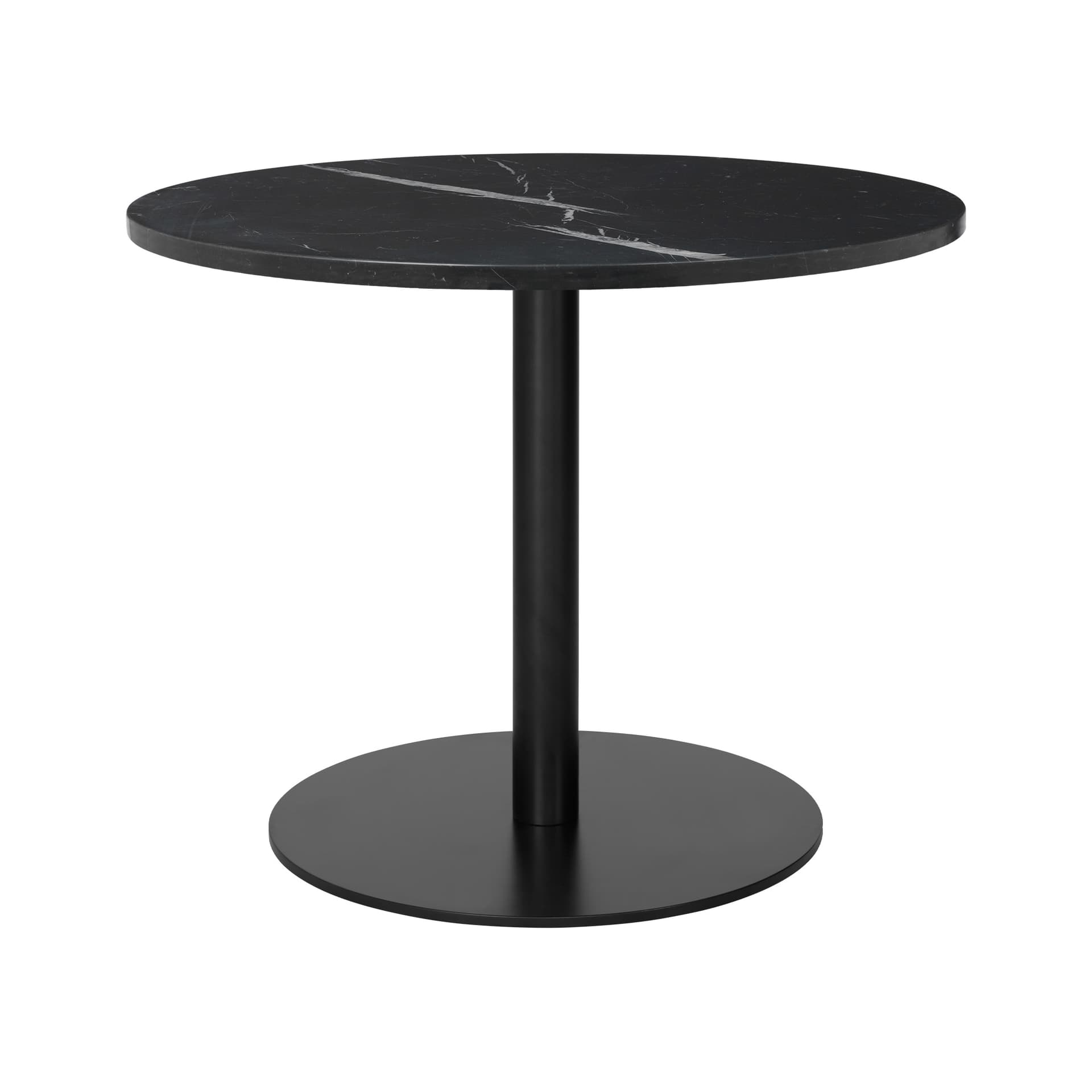 Gubi - Gubi 1.0 Lounge Table, Round, Ø80, Black Base, Marble Top - Nero Marquina - Sofabord - Svart - Metall/Stein