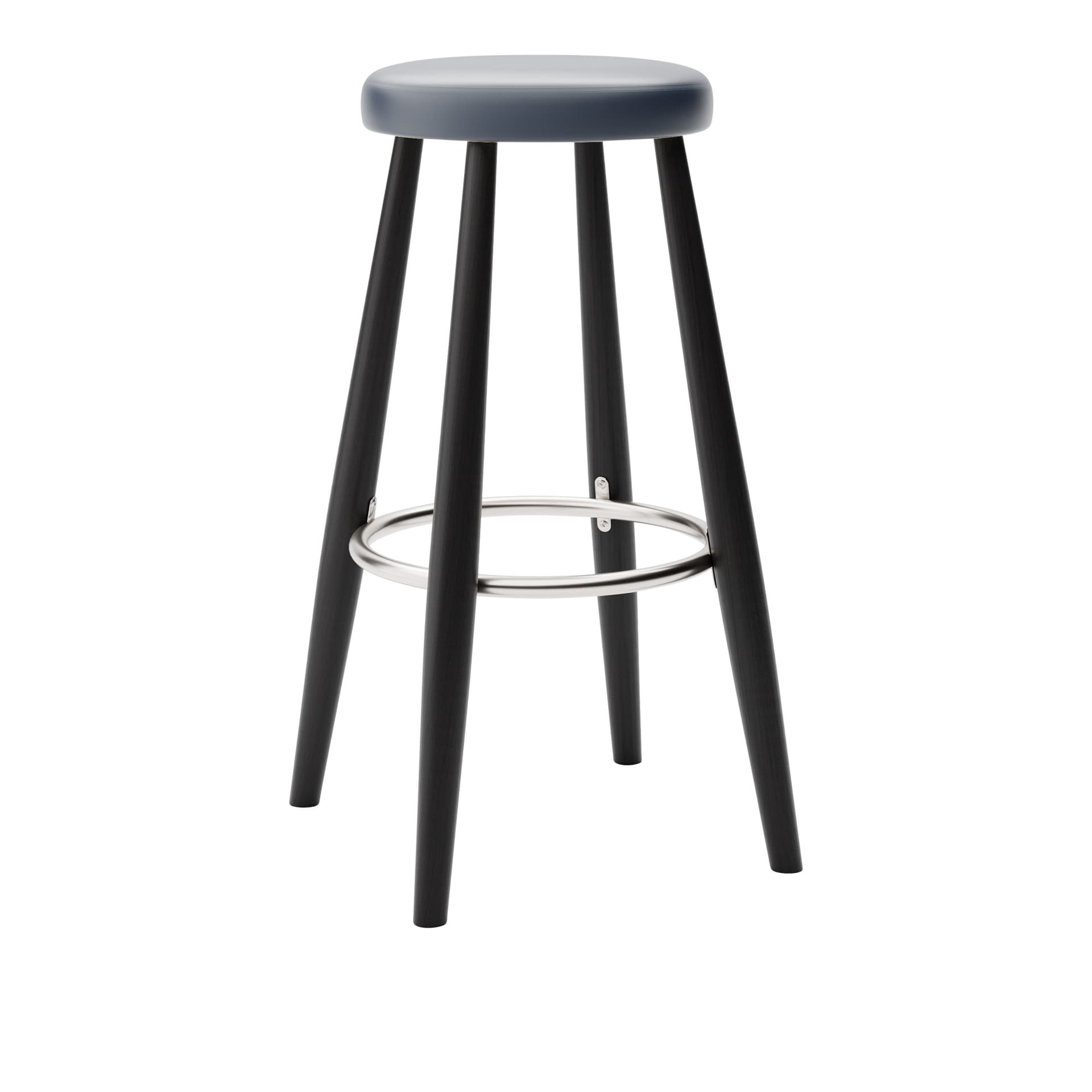Carl Hansen - CH56 High Stool, Svartlackad Ek, Lädergrupp B Thor - 350 - Barstoler & barkrakker - Hans J. Wegner - Svart - Lær/Metall/Tre