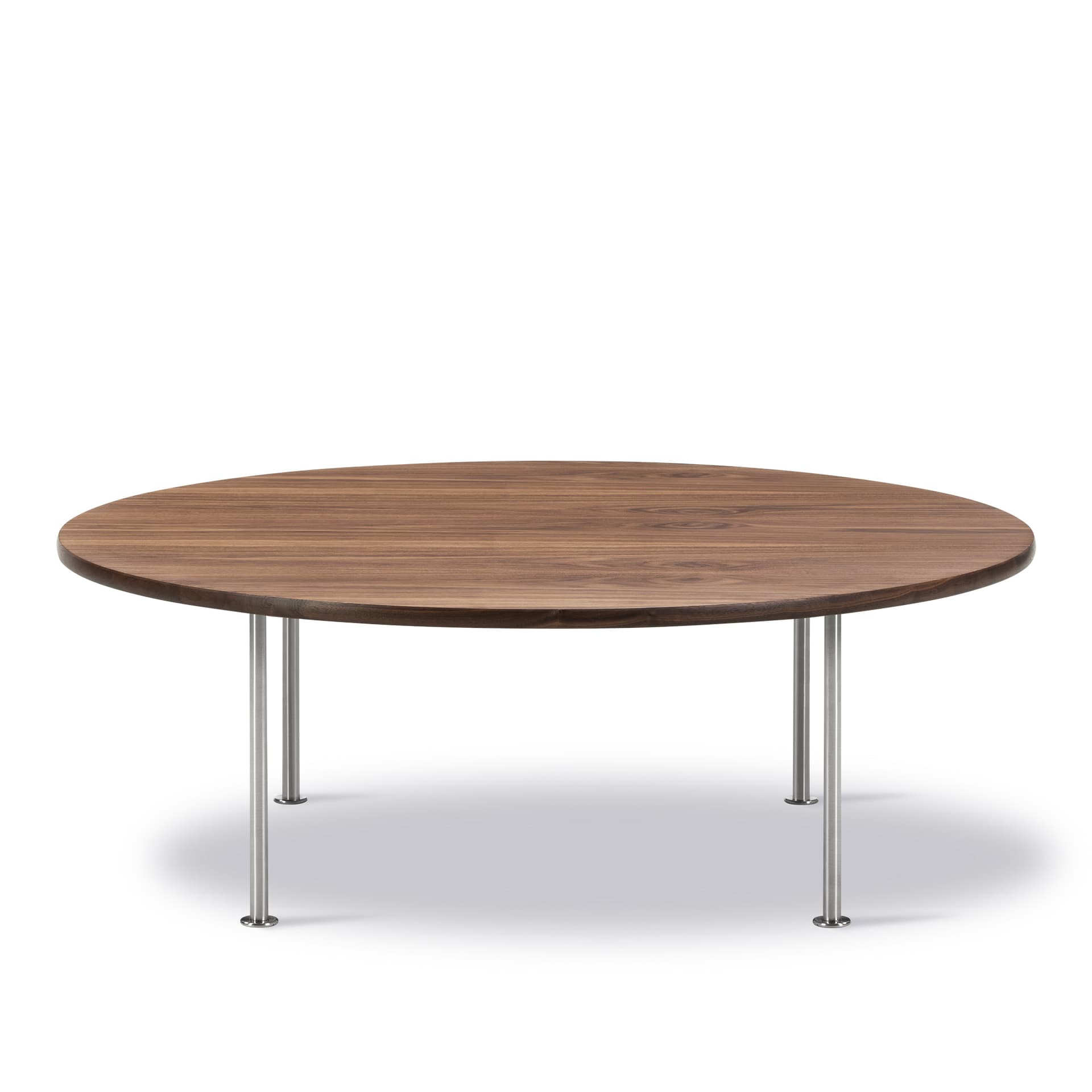 Fredericia Furniture - Wegner Ox Table Ø120 cm - Walnut oil - Brushed stainless steel - 41 cm - Sofabord - Hans J. Wegner - Tre farget - Tre