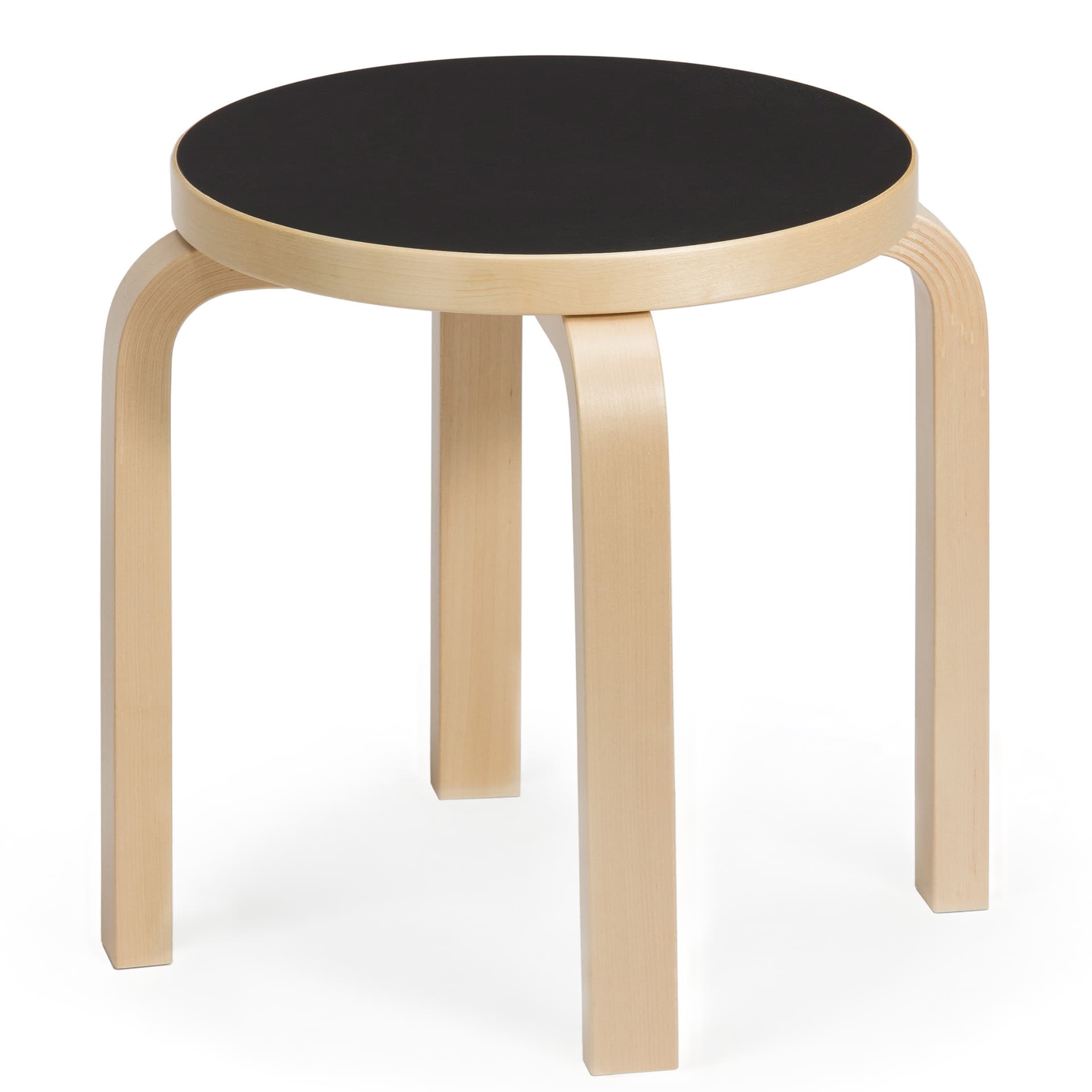 Artek - Barnpall NE60, 4 ben, Svart linoleum - Stoler for barn - Alvar Aalto - Svart - Tre