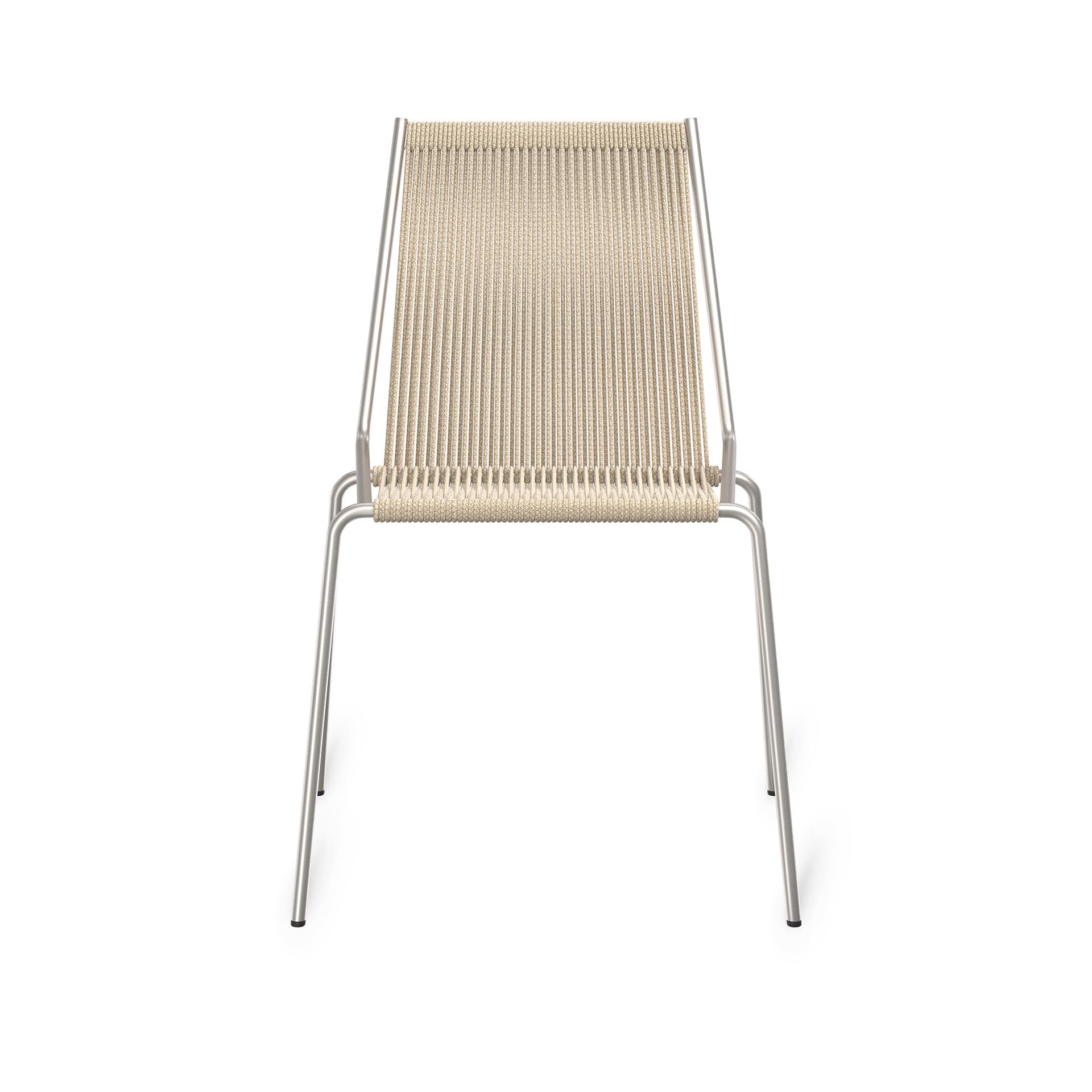 Thorup Copenhagen - Noel Chair, Brushed stainless steel base, Upholstered seat and back, linen flag halyard, natural - Spisestoler - Kasper Thorup - Sølv - Metall/Tekstilmateriale