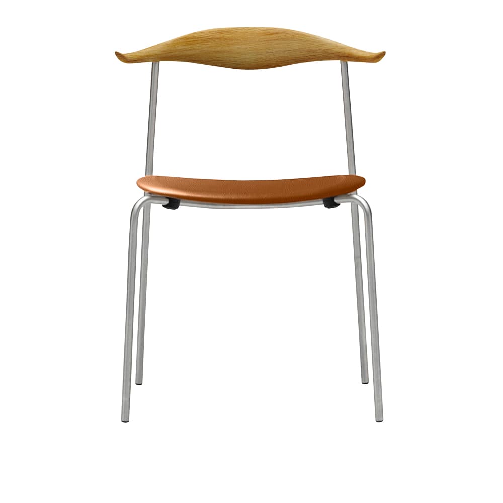 Carl Hansen - CH88P - Klädd sits, Oljad Ek, Lädergrupp B Thor - 307, Ben i Rostfritt stål - Spisestoler - Hans J. Wegner - Brun - Metall/Tre