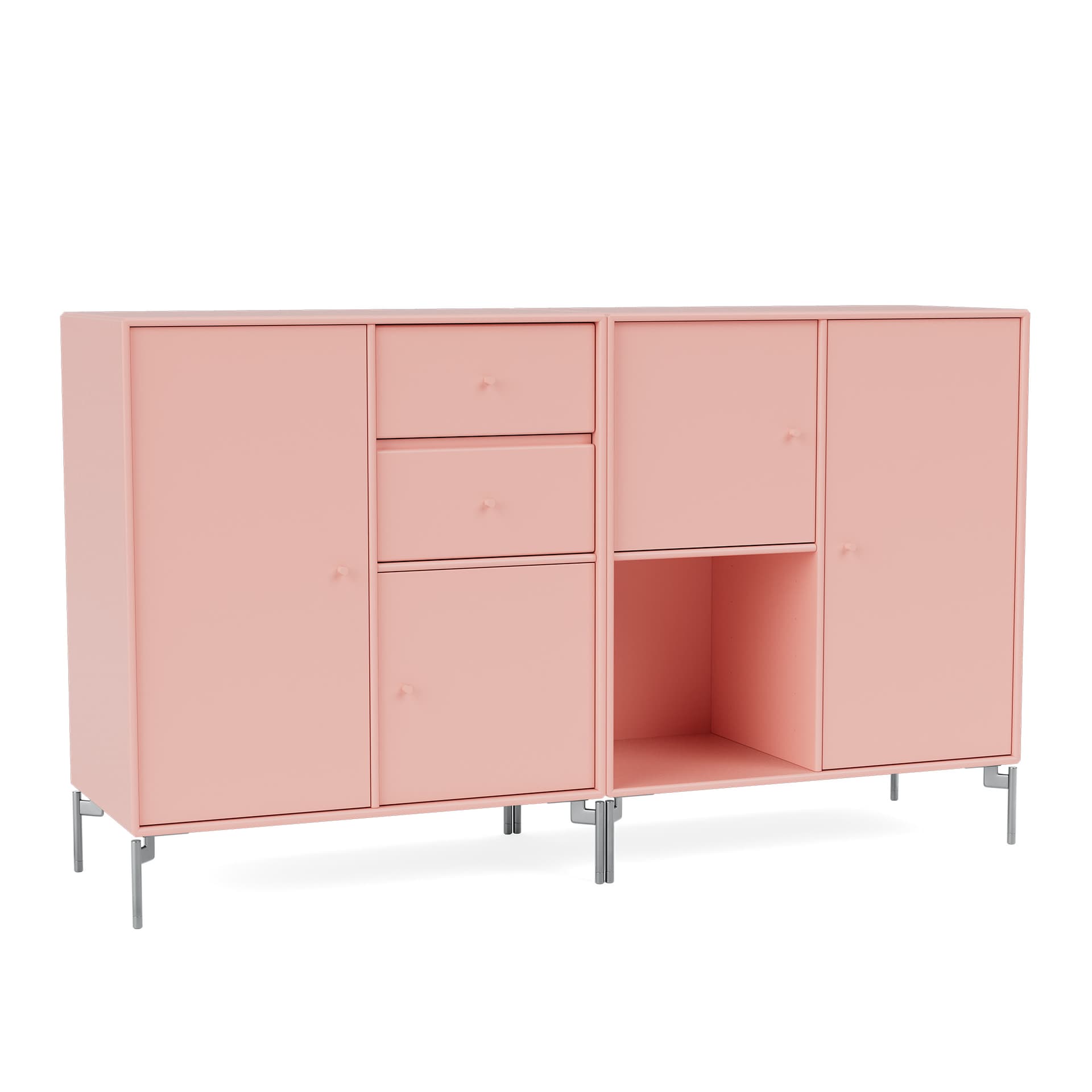 Montana - Couple Sideboard 167-Ruby Matt Chrome - Sideboards - Peter J. Lassen - Rosa - Tre