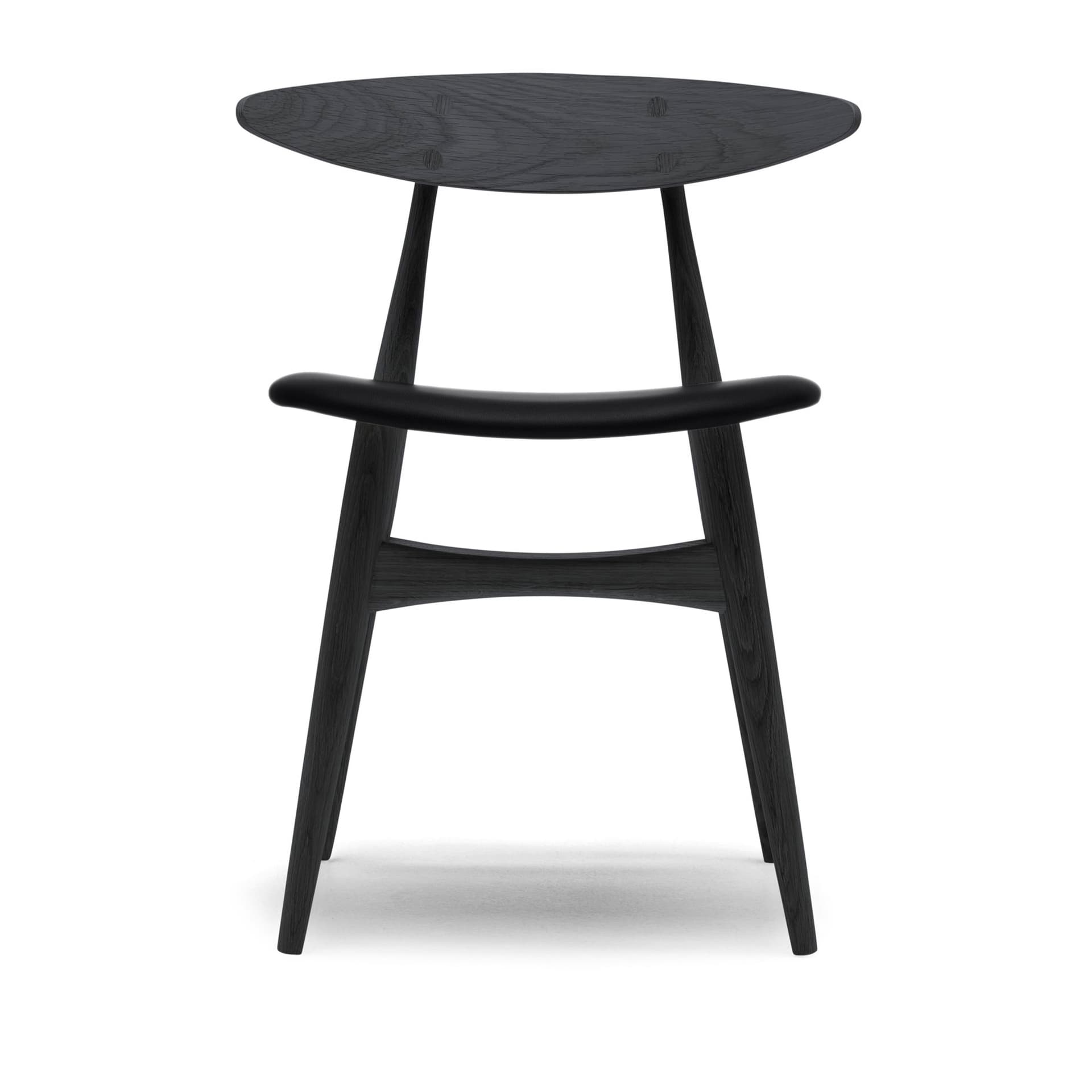Carl Hansen - CH33P - Klädd sits, Svartlackad Ek, Lädergrupp C Sif - 98 - Spisestoler - Hans J. Wegner - Svart - Tre