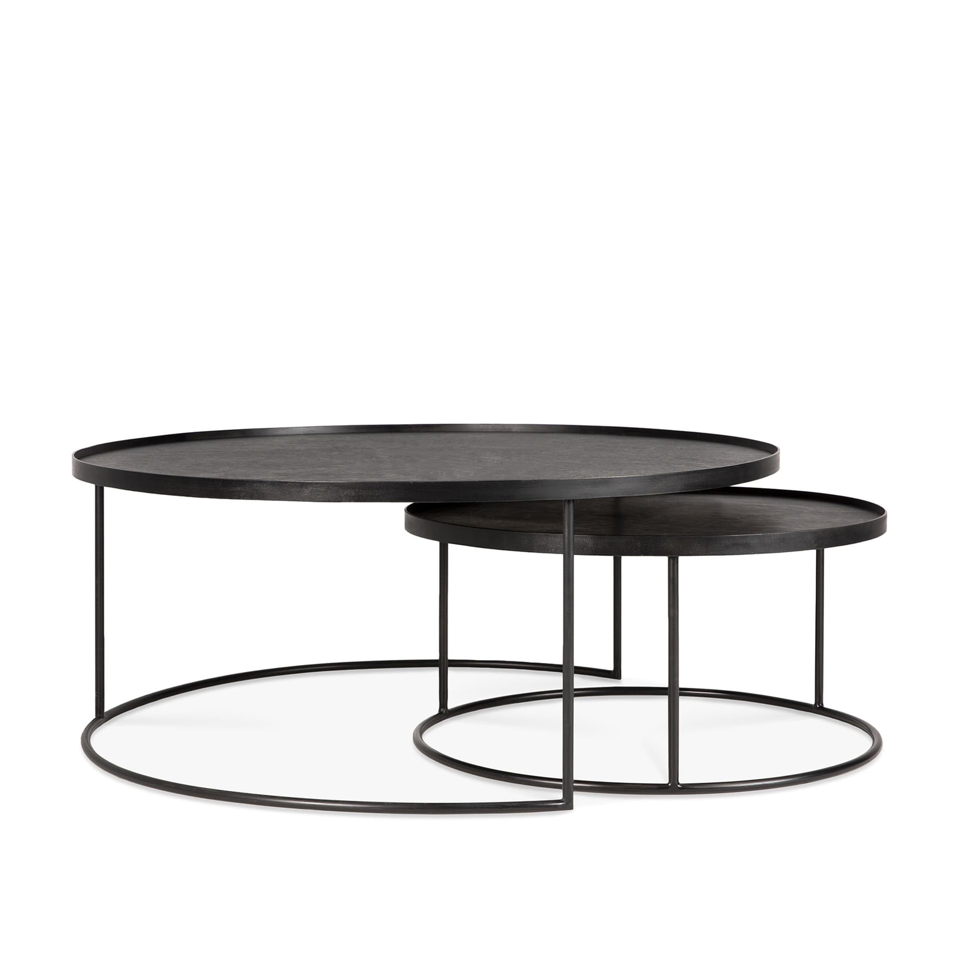 Ethnicraft - Round tray coffee table set - L/XL - Sofabord - Dawn Sweitzer - Svart - Metall/Tre