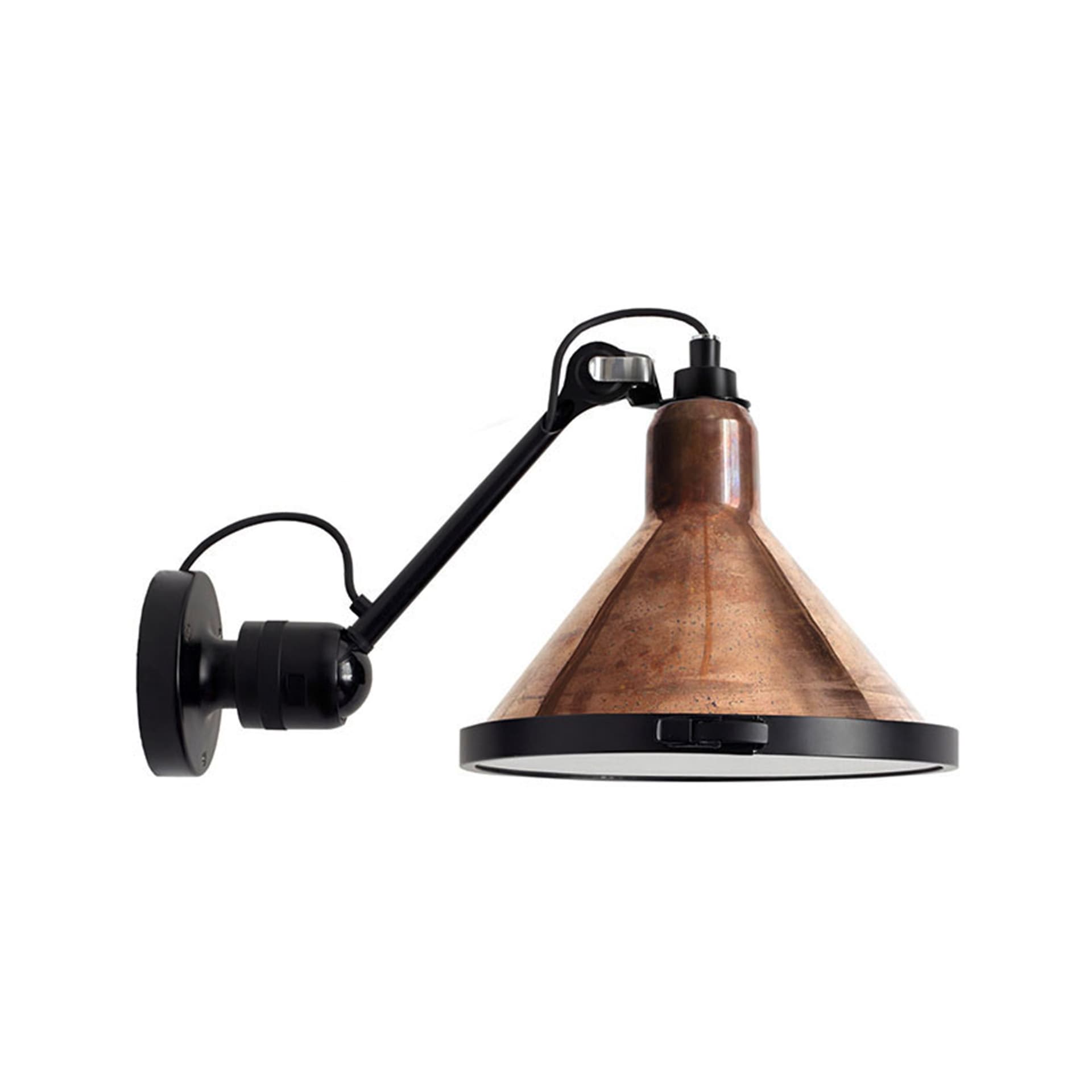 DCWéditions - Lampe Gras No 304 XL Outdoor Seaside Conic Black/Raw Copper-White - Utendørs vegglamper - Bernard-Albin Gras - Kobber - Glass/Metall/Syntetisk materiale