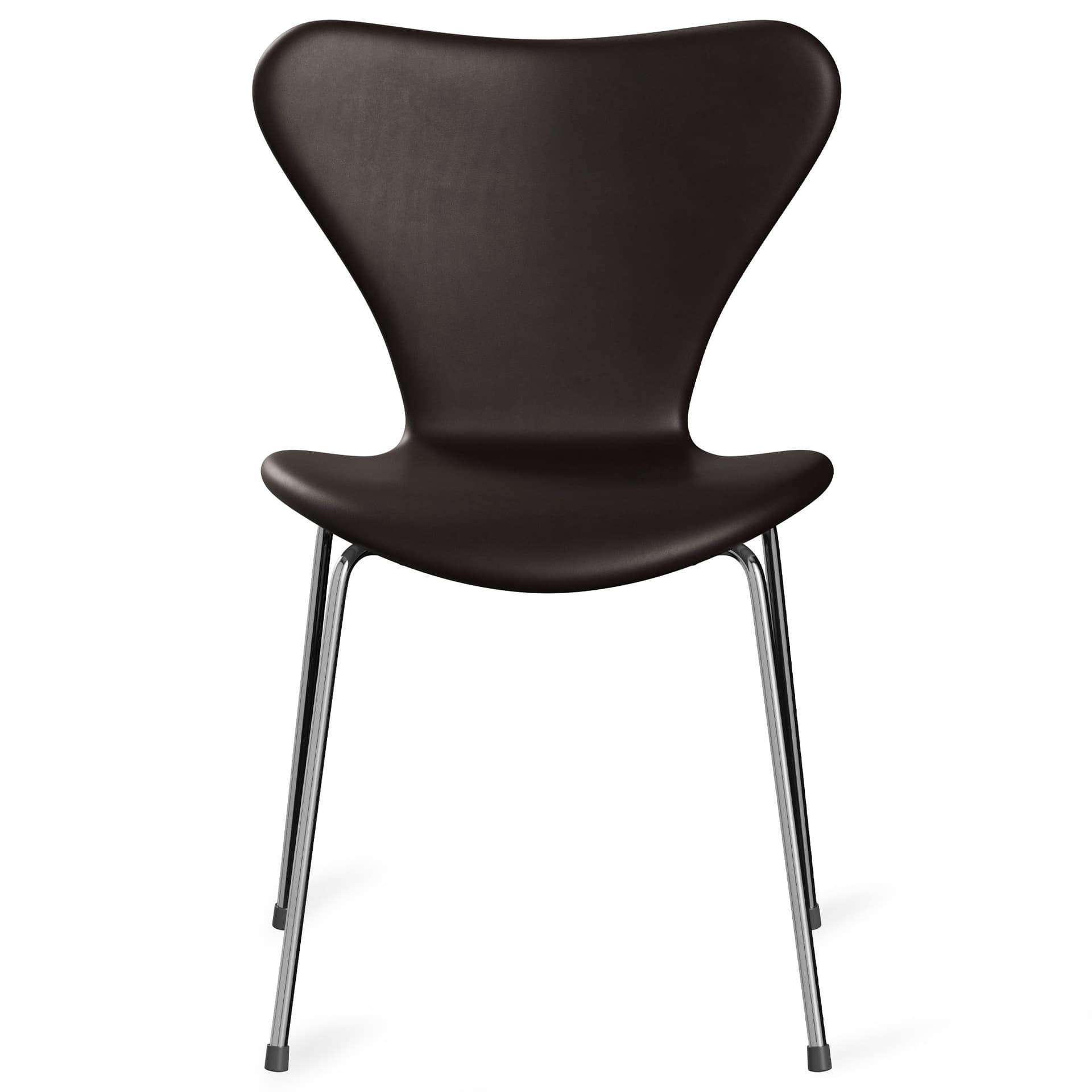 Fritz Hansen - Series 7 stol 3107 heltrukket lær stålramme krom grace dark brown - Spisestoler - Arne Jacobsen - Brun - Lær/Metall/Tre