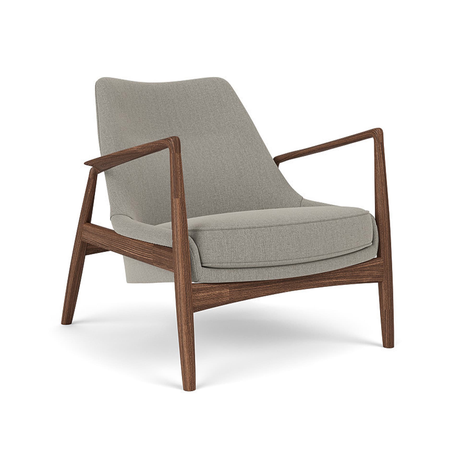 Audo Copenhagen - The Seal Lounge Chair Low Back Walnut / Re-wool 0218 - Lenestoler - Ib Kofod-Larsen - Beige - Tre/Tekstilmateriale/Skum