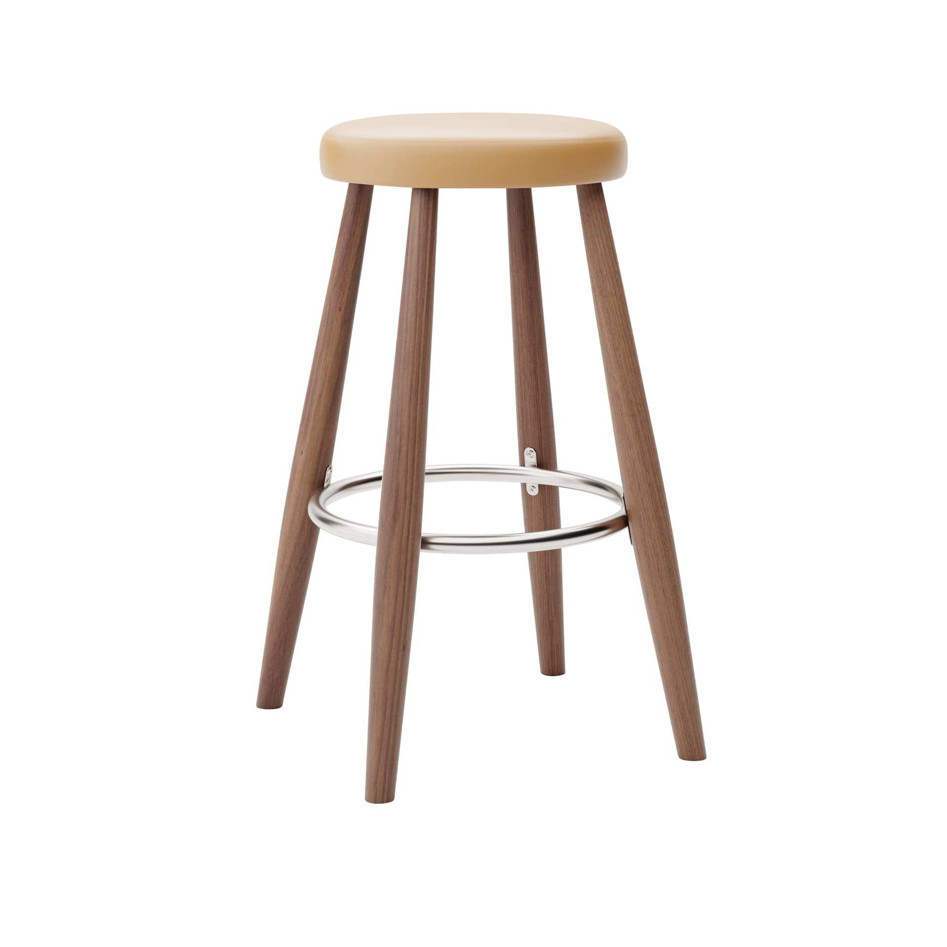 Carl Hansen - CH58 Low Stool, Oljad Valnöt, Lädergrupp A Loke - 7050 - Barstoler & barkrakker - Hans J. Wegner - Tre farget - Lær/Metall/Tre
