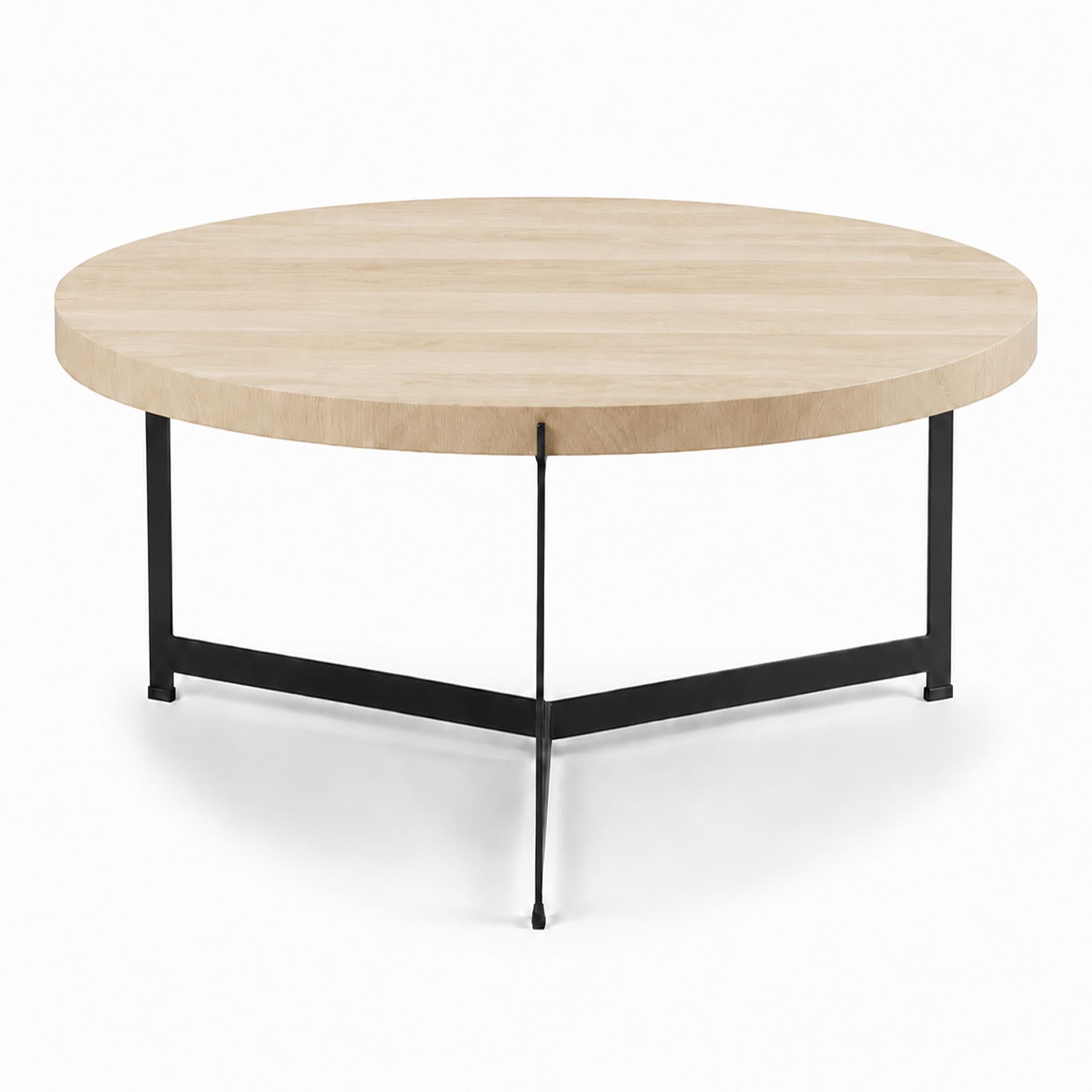 Dk3 - Plateau Coffee Table - Ø 60 cm - Höjd 45 cm, Skiva i Vitoljad ek, Underrede i Svart pulverlackerat stål - Sofabord - Søren Rose Studio - Tre farget - Metall/Tre