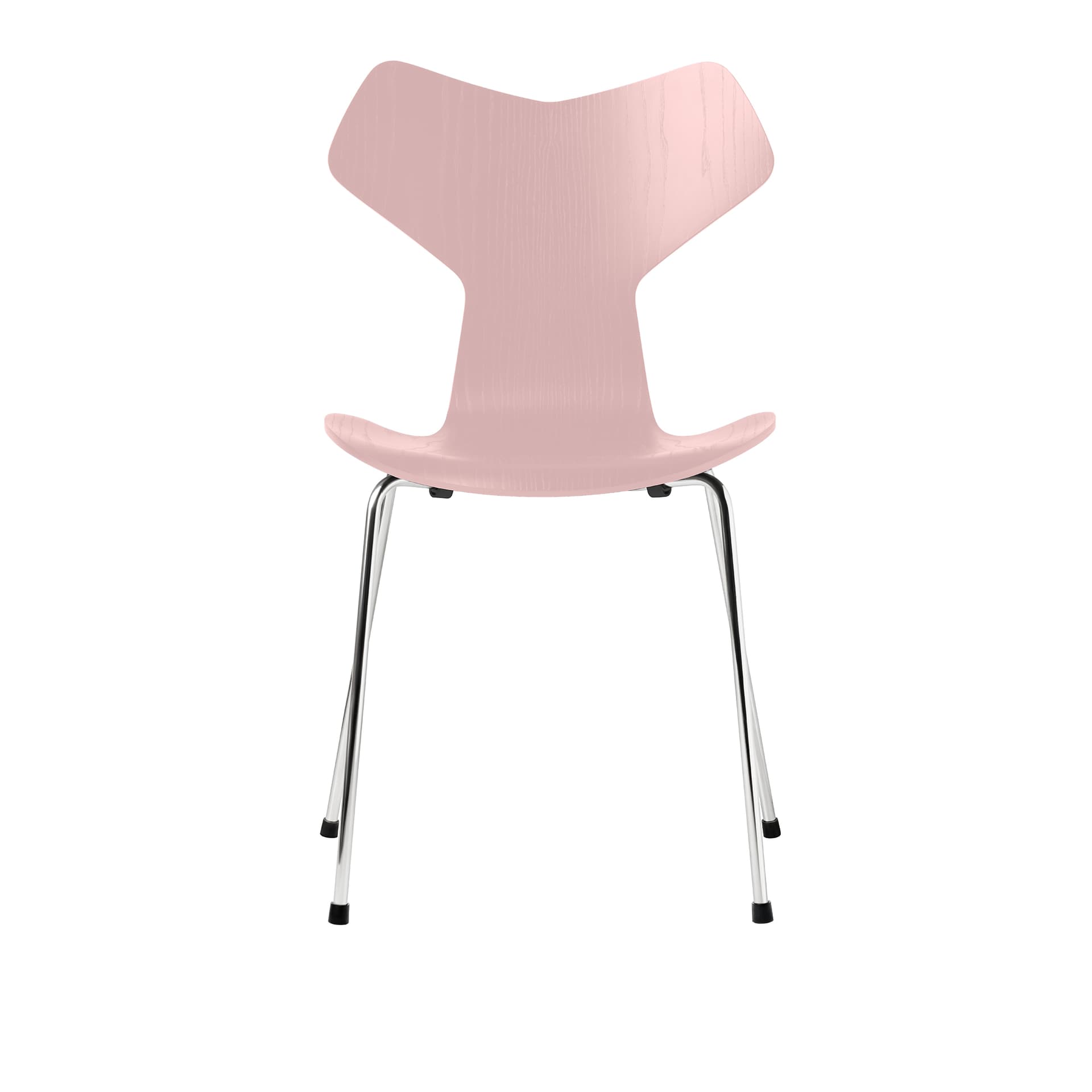 Fritz Hansen - 3130 Grand Prix, Färgad Ask, Pale Rose, Underrede Förkromat Stål - Spisestoler - Arne Jacobsen - Rosa - Metall/Tre