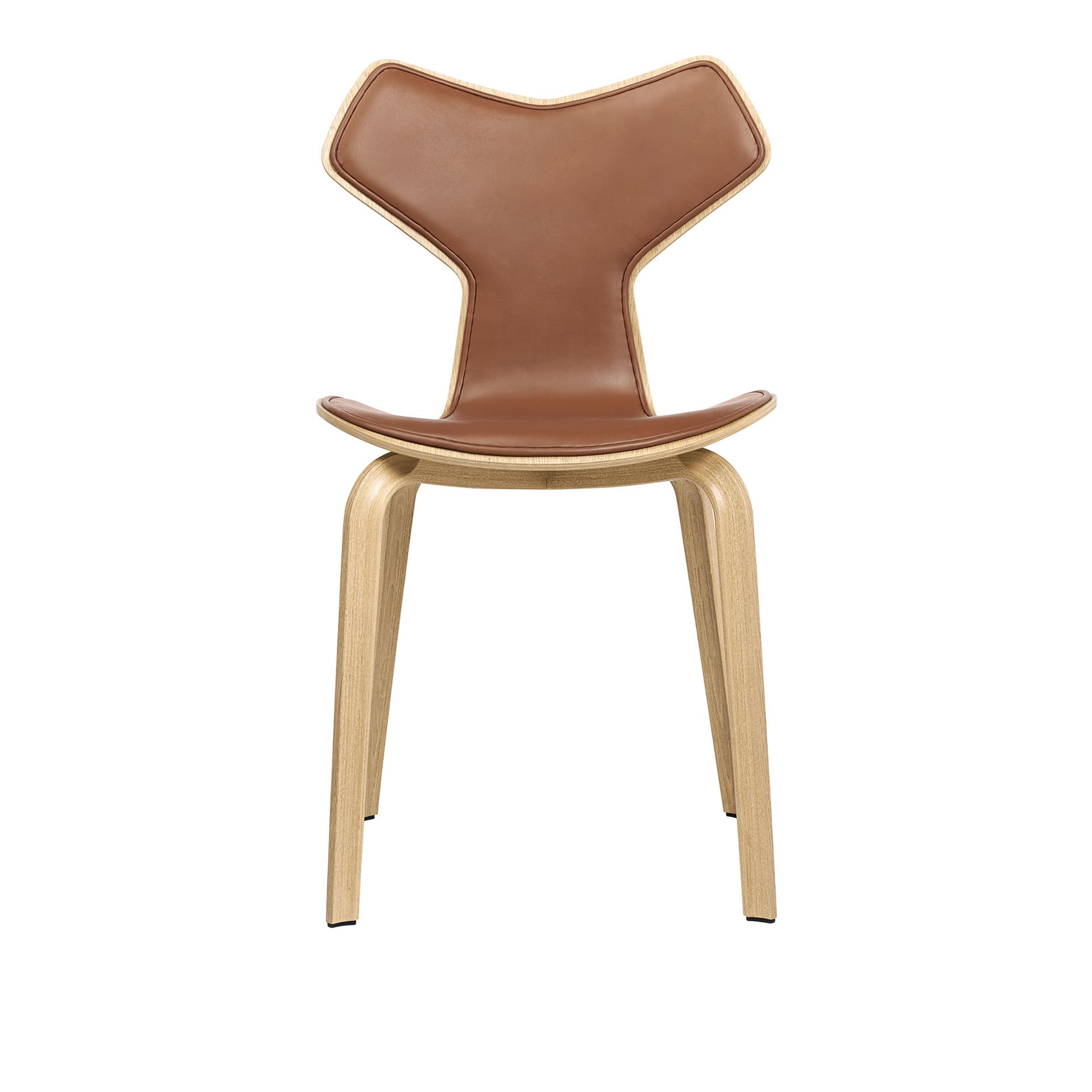 Fritz Hansen - 4130 Grand Prix, Ek, Framsidesklädd, Läder, Soft Valnöt - Spisestoler - Arne Jacobsen - Brun - Lær/Metall/Tre