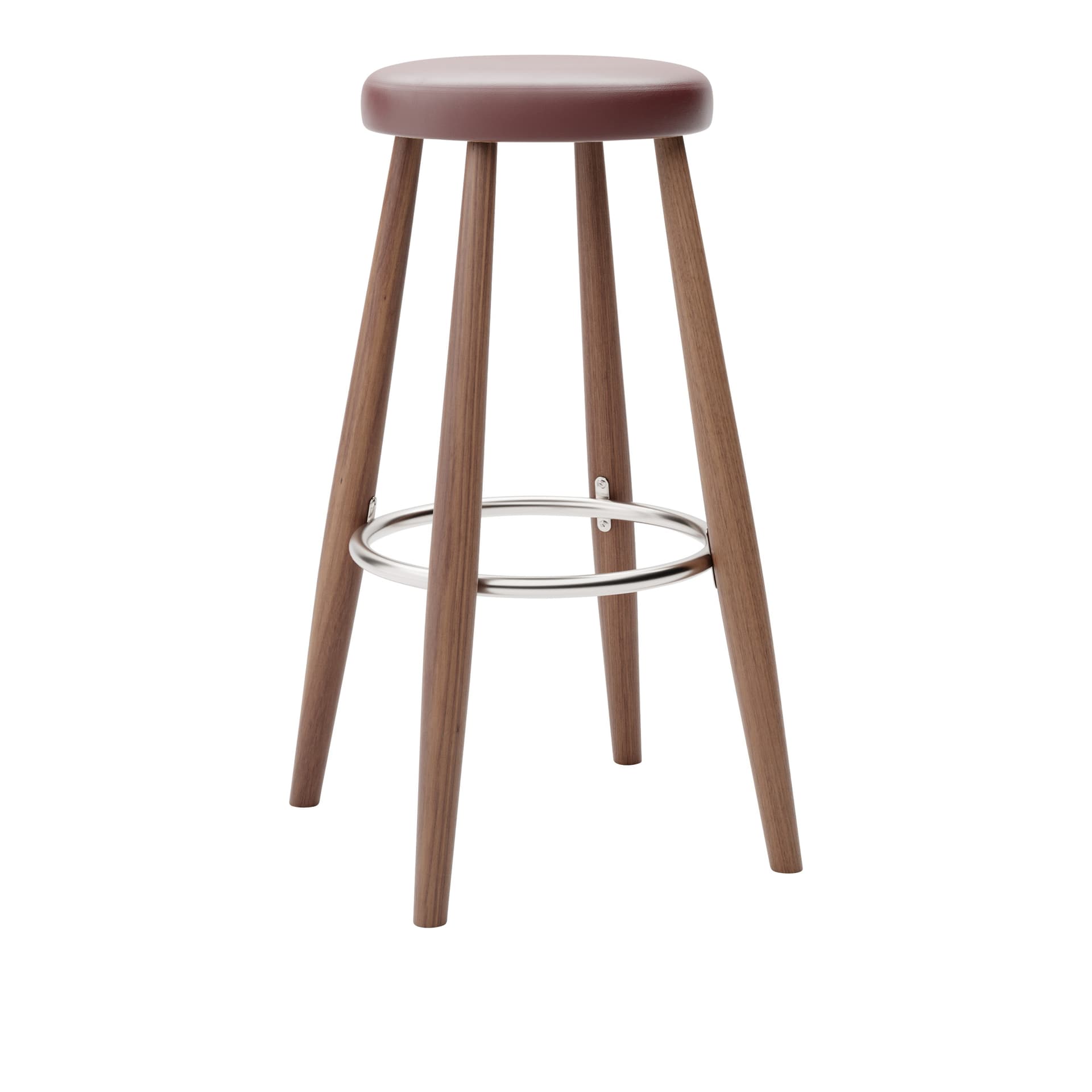 Carl Hansen - CH56 High Stool, Oljad Valnöt, Lädergrupp C Sif - 93 - Barstoler & barkrakker - Hans J. Wegner - Tre farget - Lær/Metall/Tre
