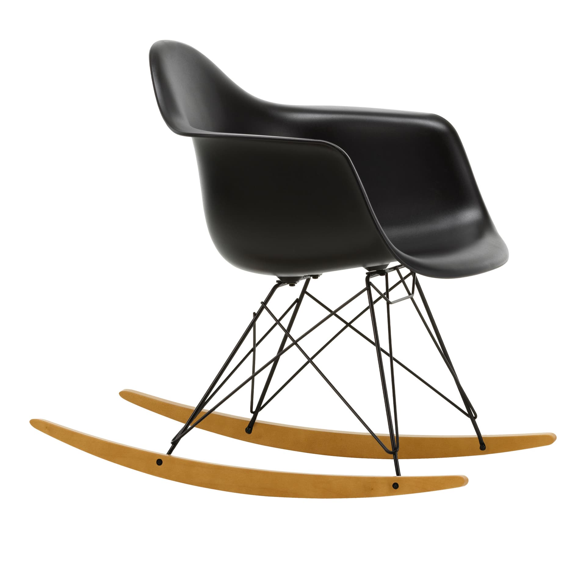 Vitra - Eames Plastic Armchair RAR - 12 Deep Black - Basic Dark Base - Golden Maple - Lenestoler - Charles & Ray Eames - Svart - Metall/Tre/Plast