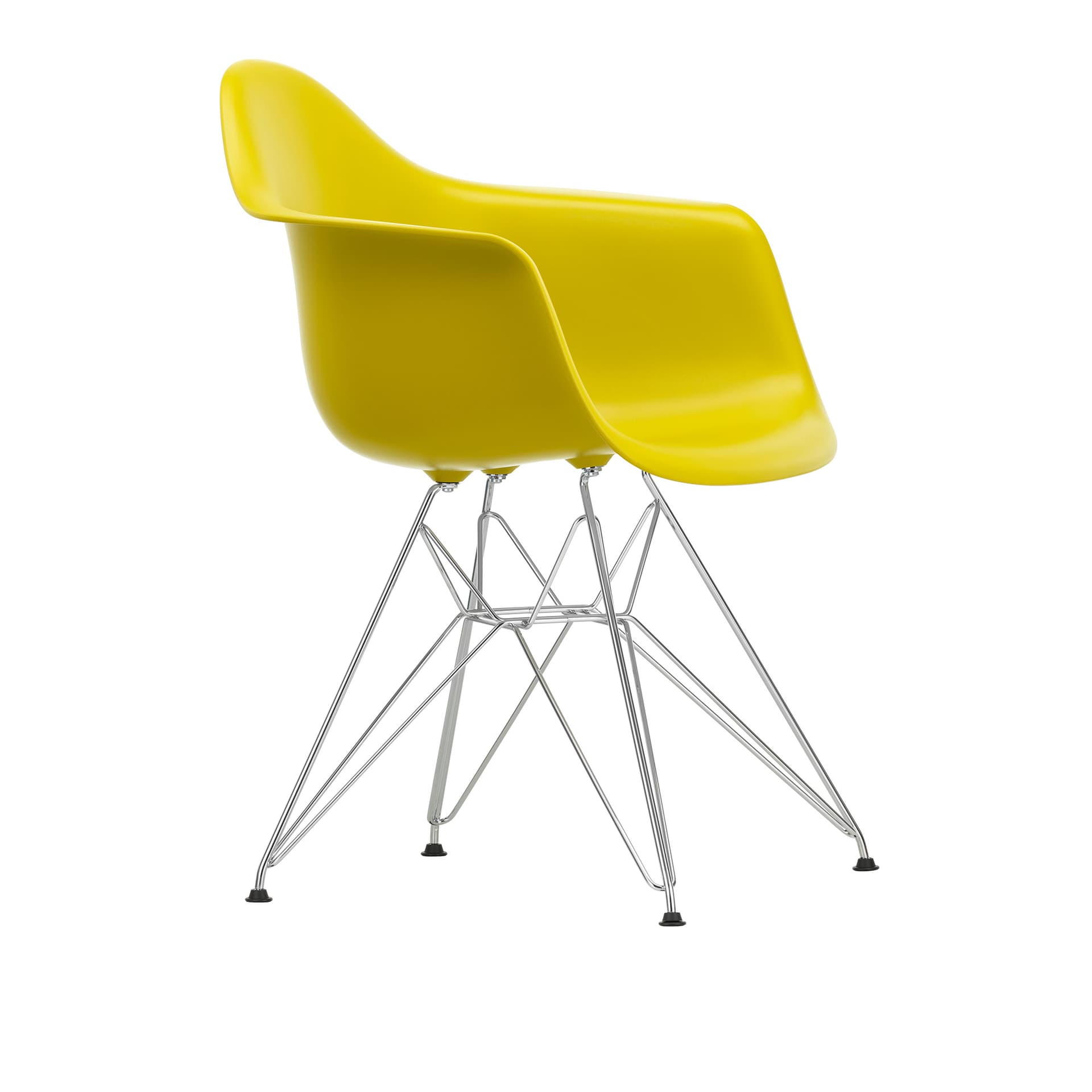 Vitra - Eames Plastic Armchair DAR - 34 Mustard - Chrome Base - Spisestoler - Charles & Ray Eames - Gul - Metall/Plast