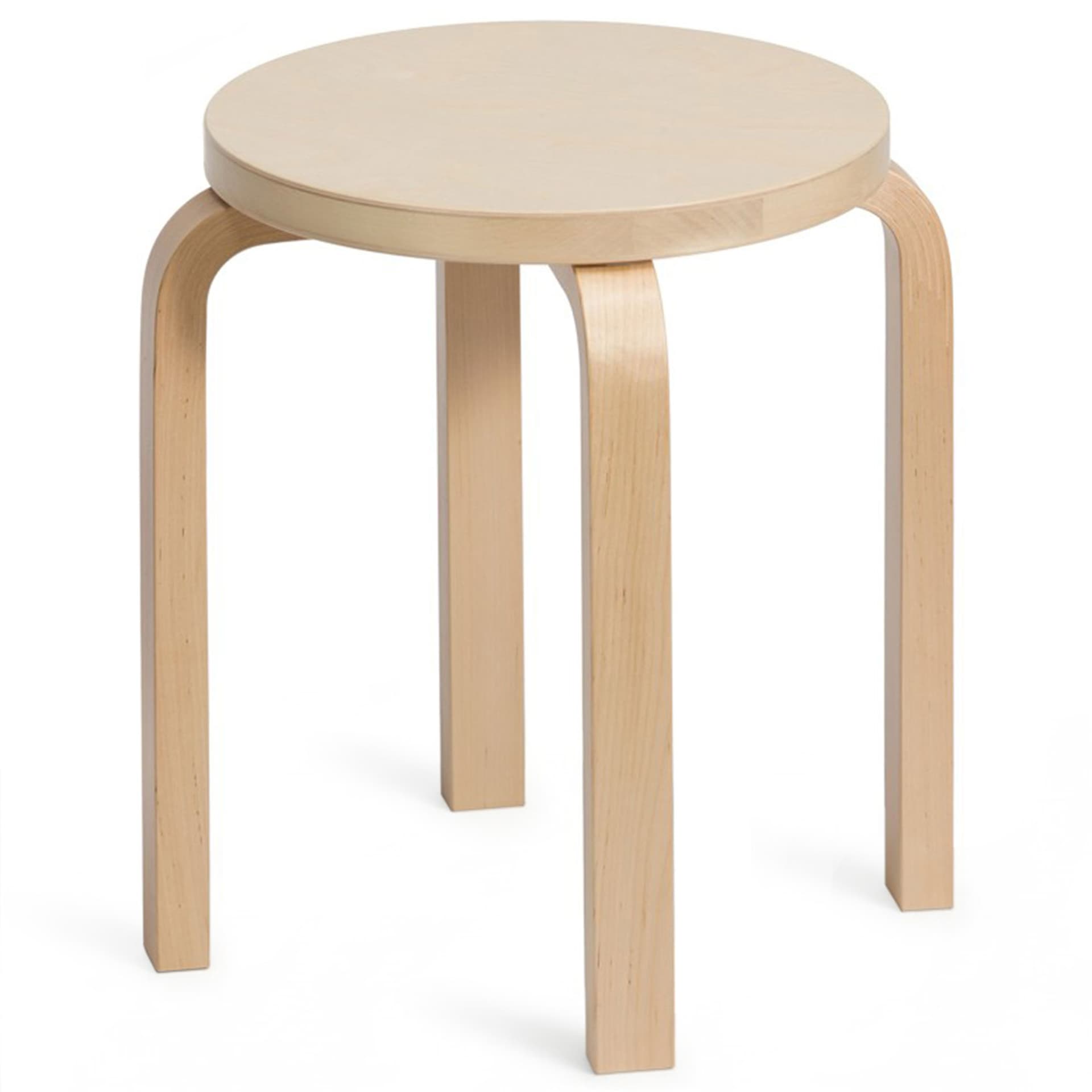 Artek - Pall E60, 4 ben, Klarlackde ben, Björkfanér sits - Krakker - Alvar Aalto - Tre farget - Tre
