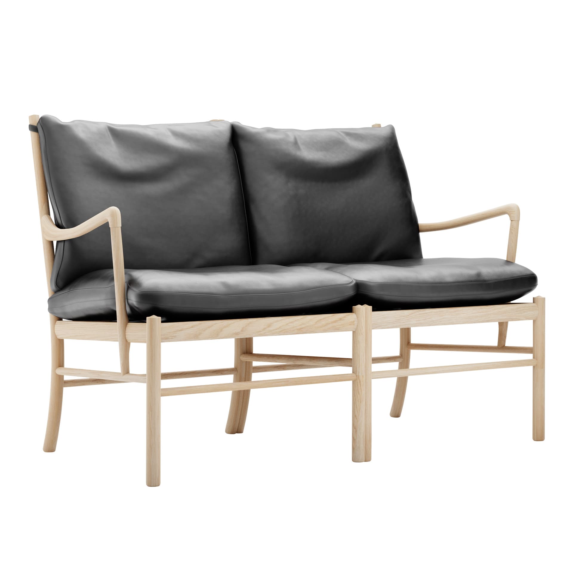 Carl Hansen - OW149-2 - Colonial Sofa, Vitoljad Ek, Lädergrupp C Sif - 98 - Sofaer - Ole Wanscher - Svart