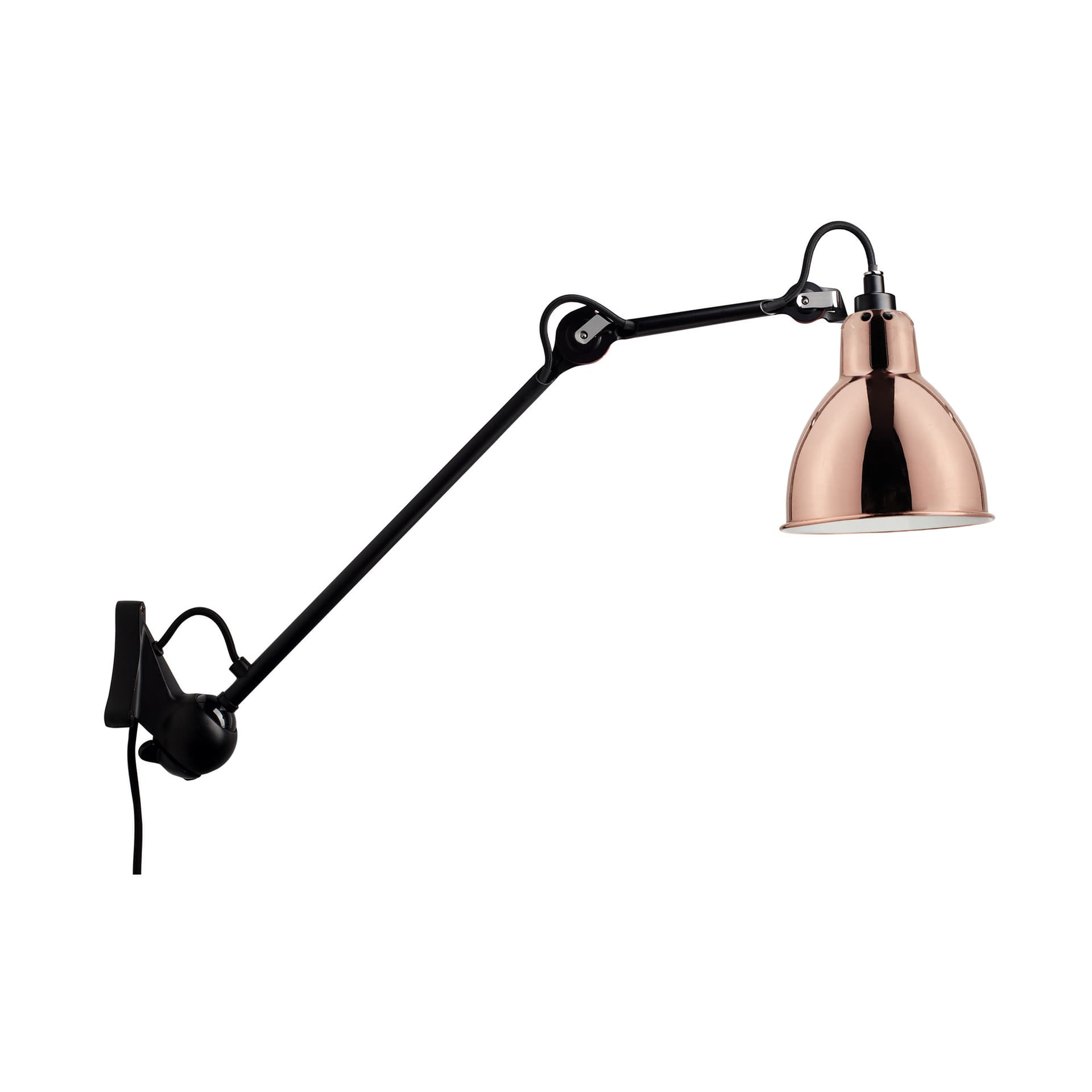 DCWéditions - Lampe Gras No222 - Round - Svart bas, Koppar med vit insida - Vegglamper - Bernard-Albin Gras - Kobber - Metall
